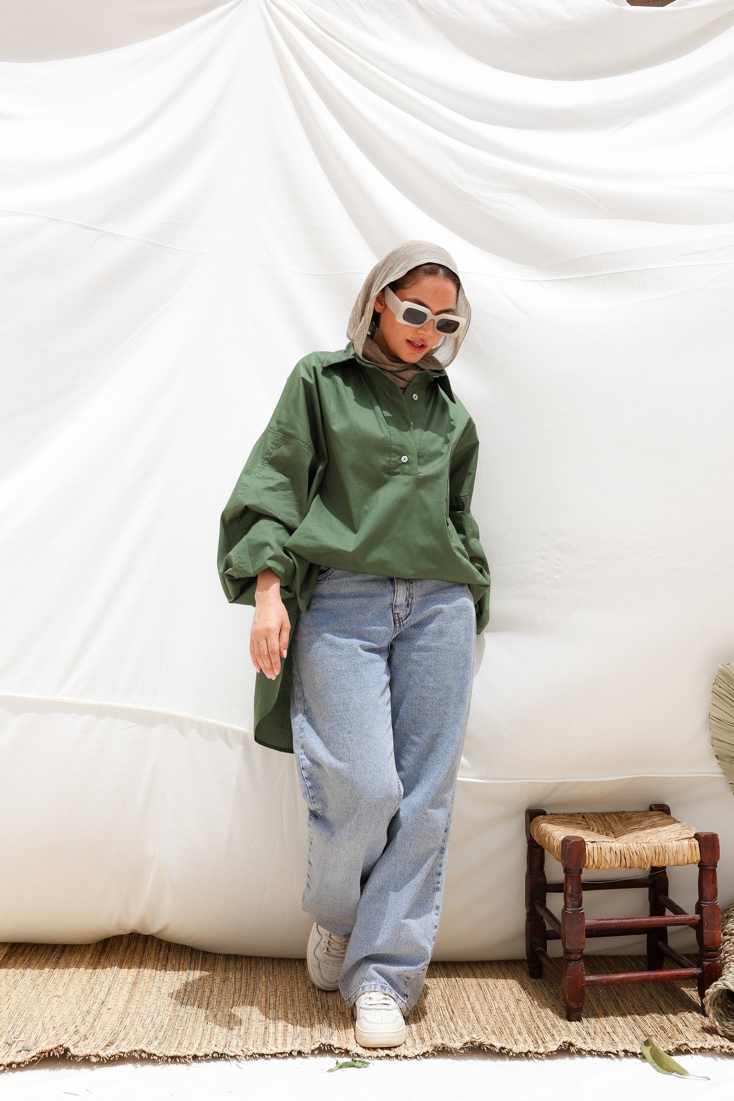 The Popover Popline Shirt in Olive
