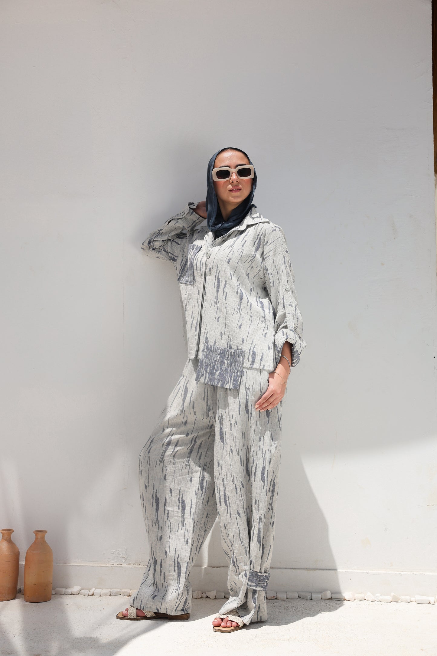 Brushstroke Linen Relaxed Pants