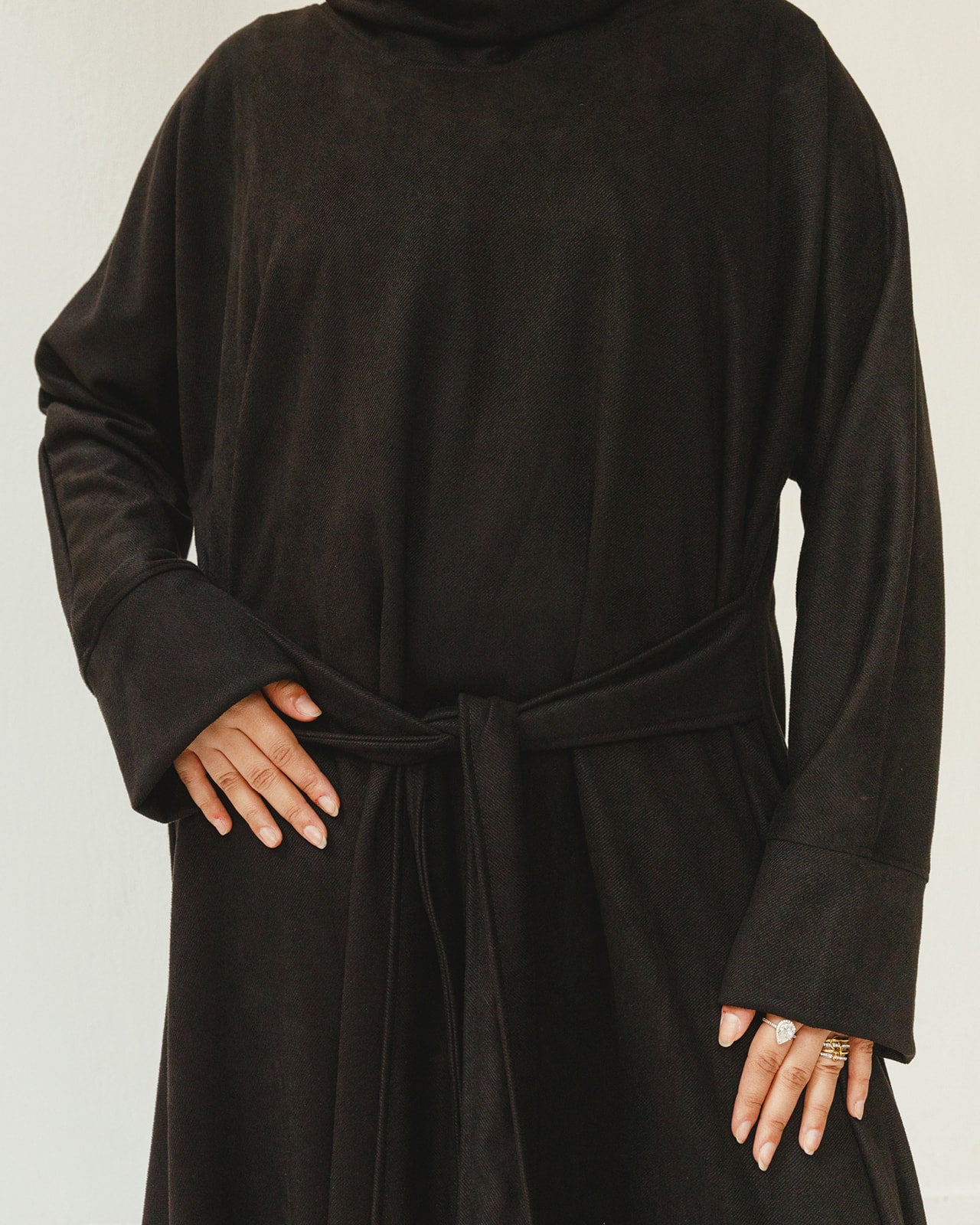 Asymmetrical Waist Belt Dress in Black