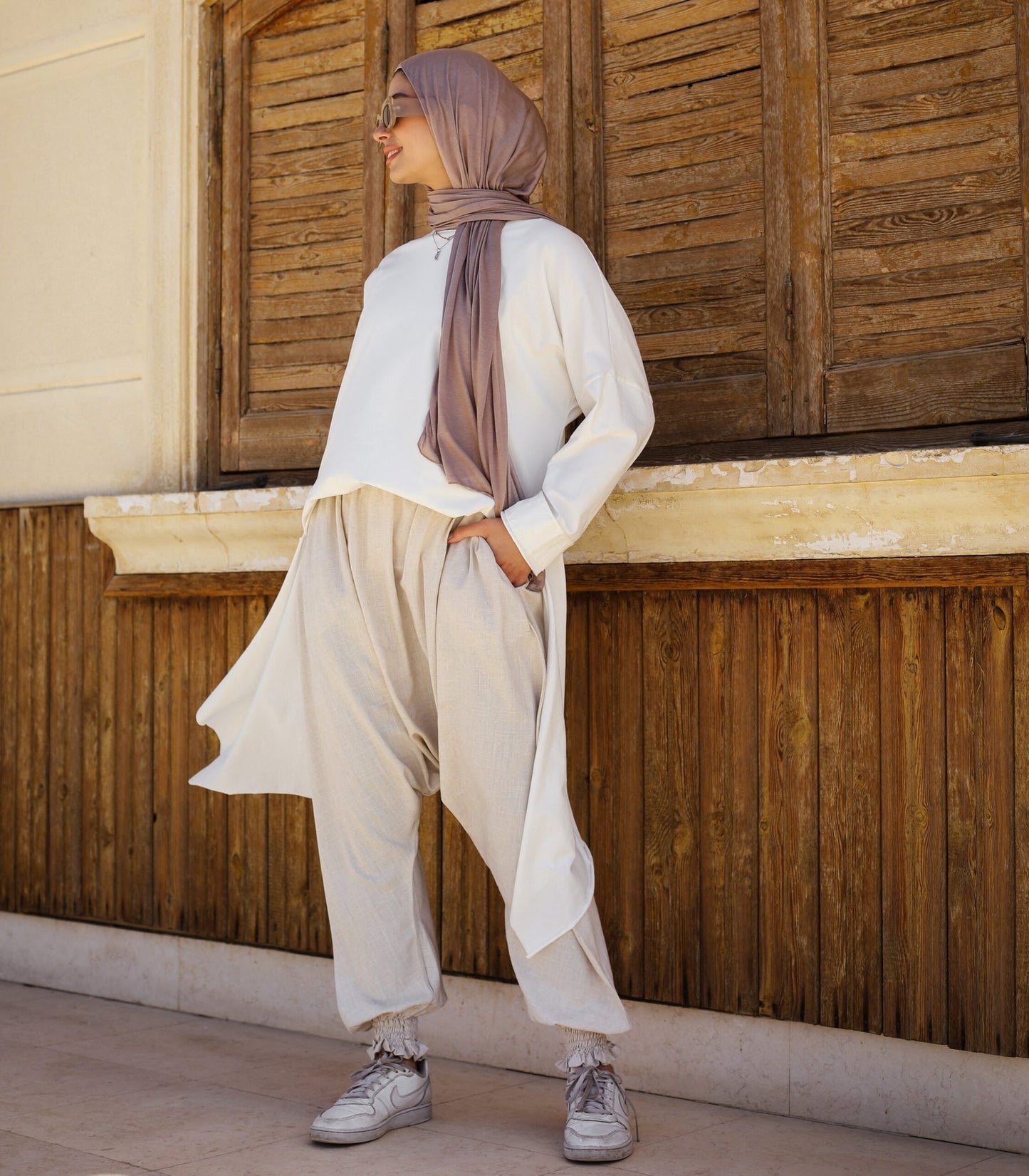 Asymmetrical Cotton Top In Off White