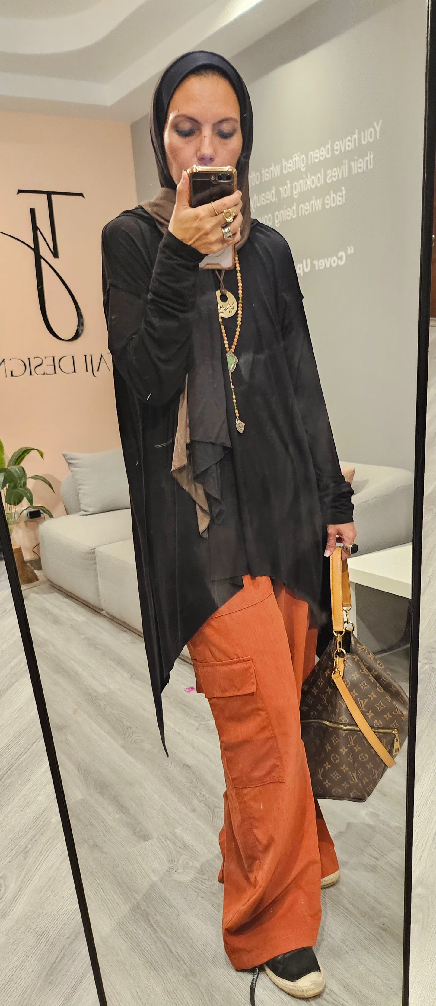 Wide pocket pants in brick