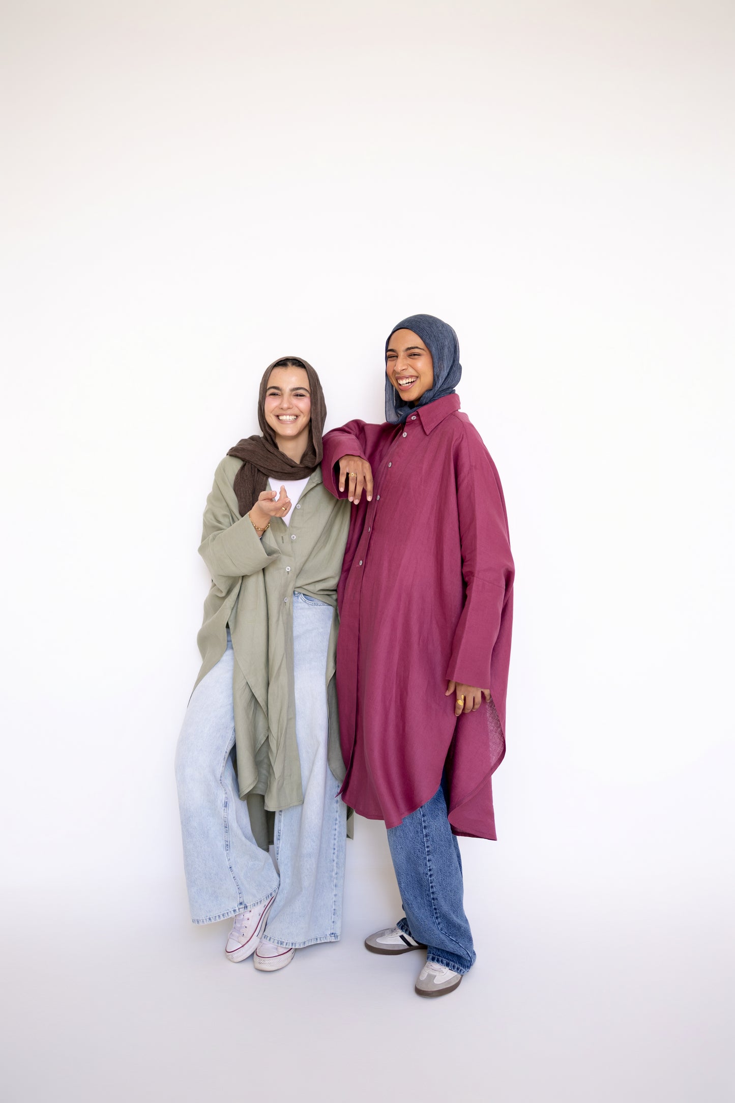 Flowy Oversized Linen Shirt in Olive