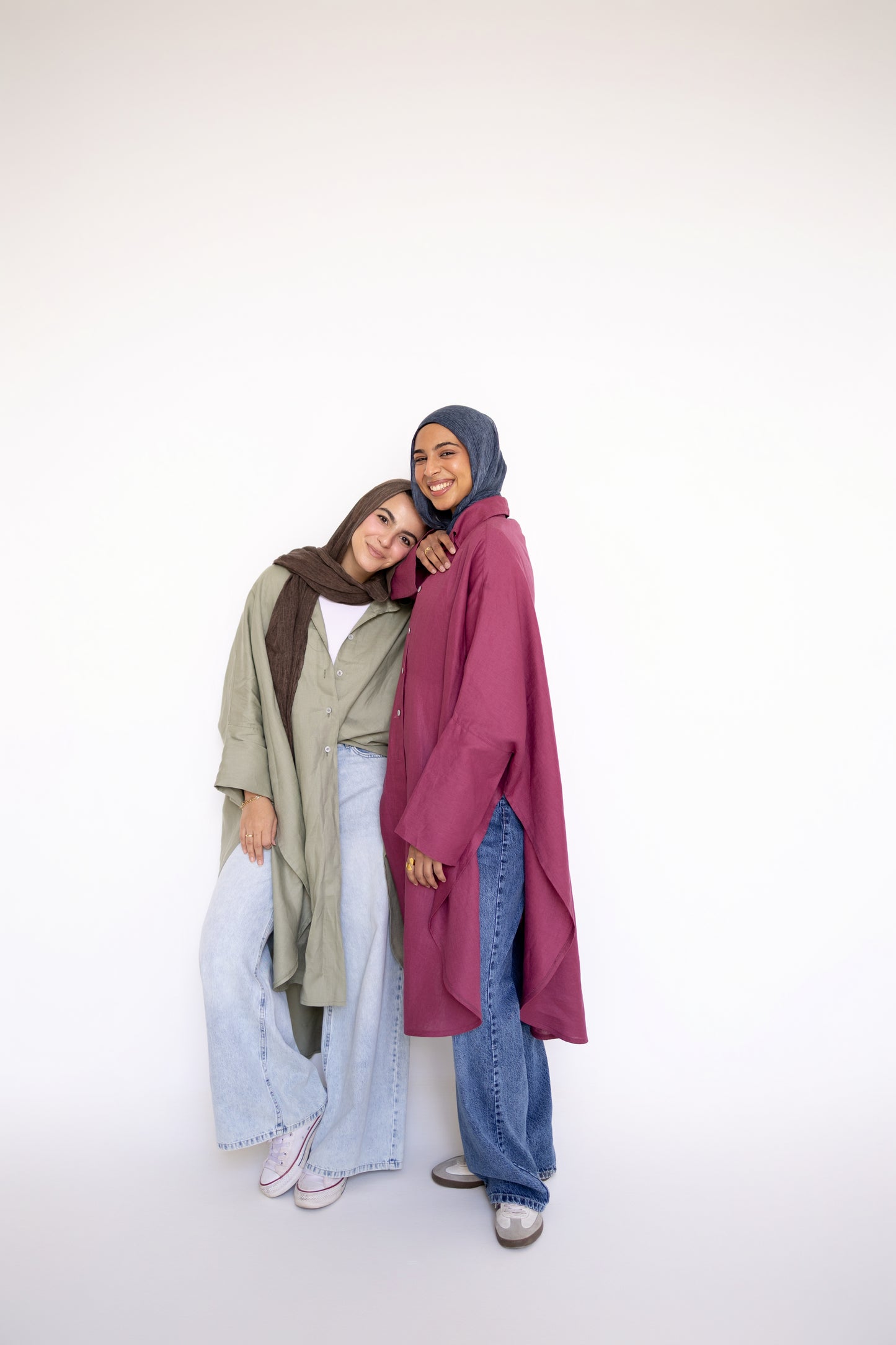 Flowy Oversized Linen Shirt in Berry