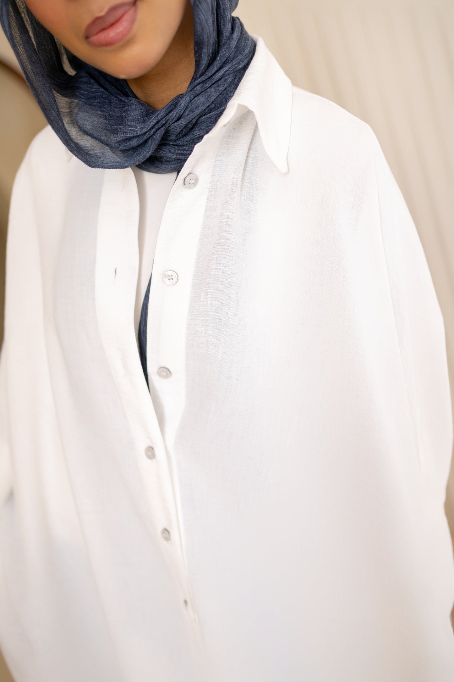 Flowy Oversized Linen Shirt in White