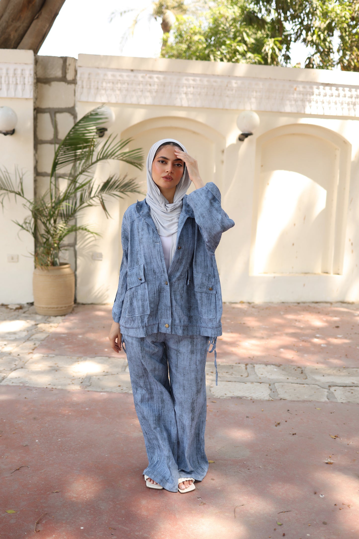 Tie Dye Bomber Jacket Set in Blue