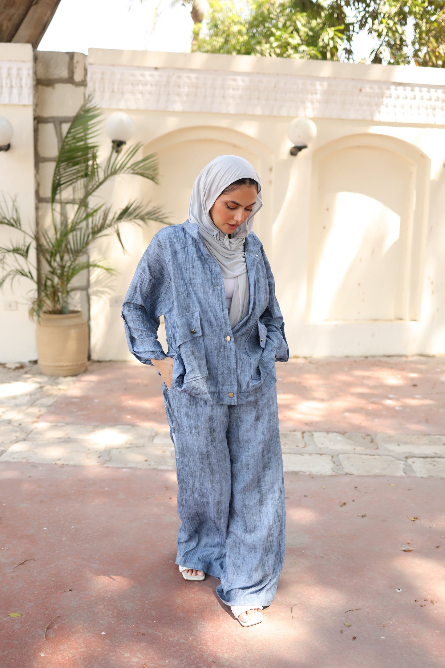 Tie Dye Bomber Jacket Set in Blue