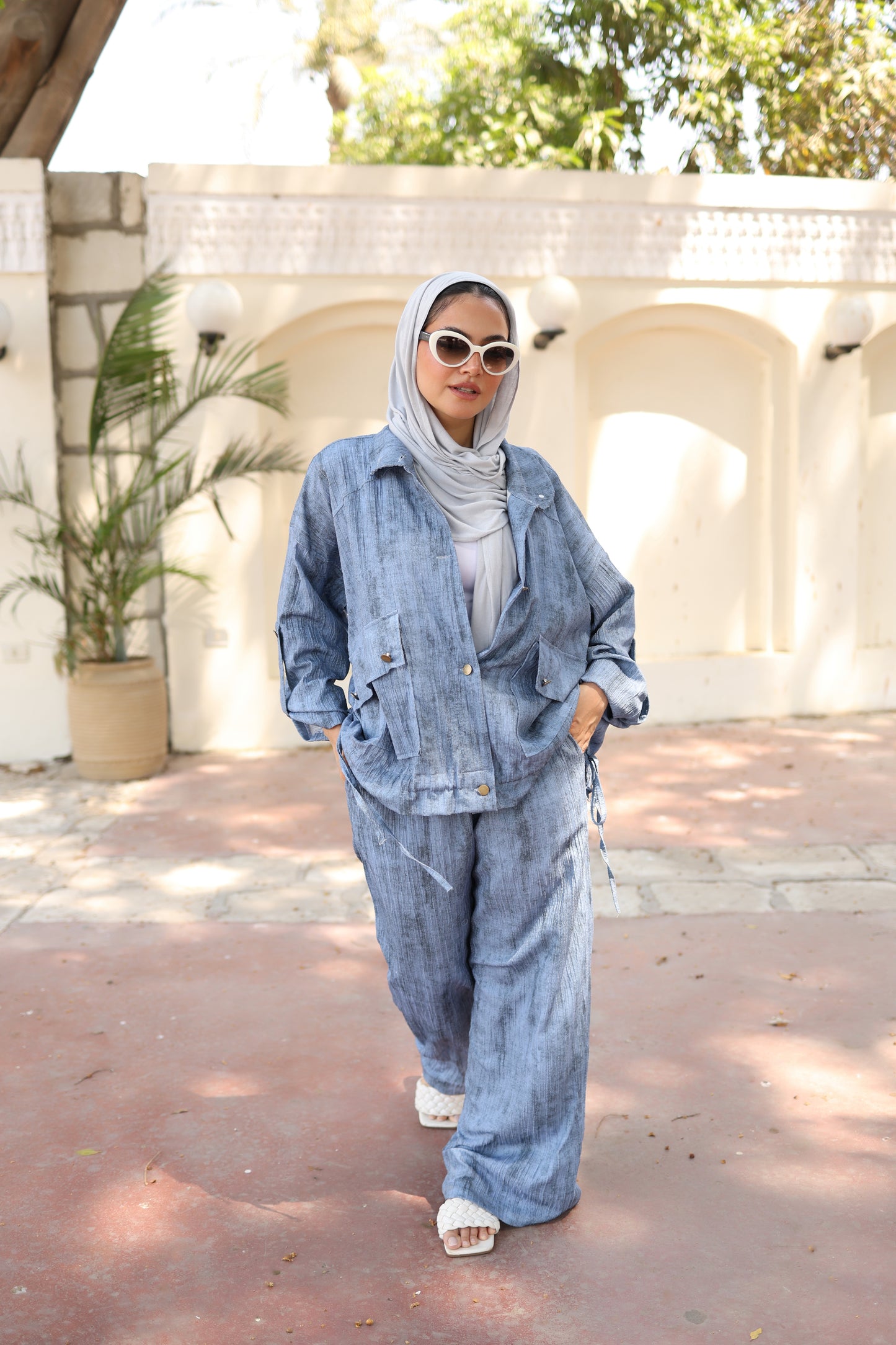 Tie Dye Bomber Jacket Set in Blue