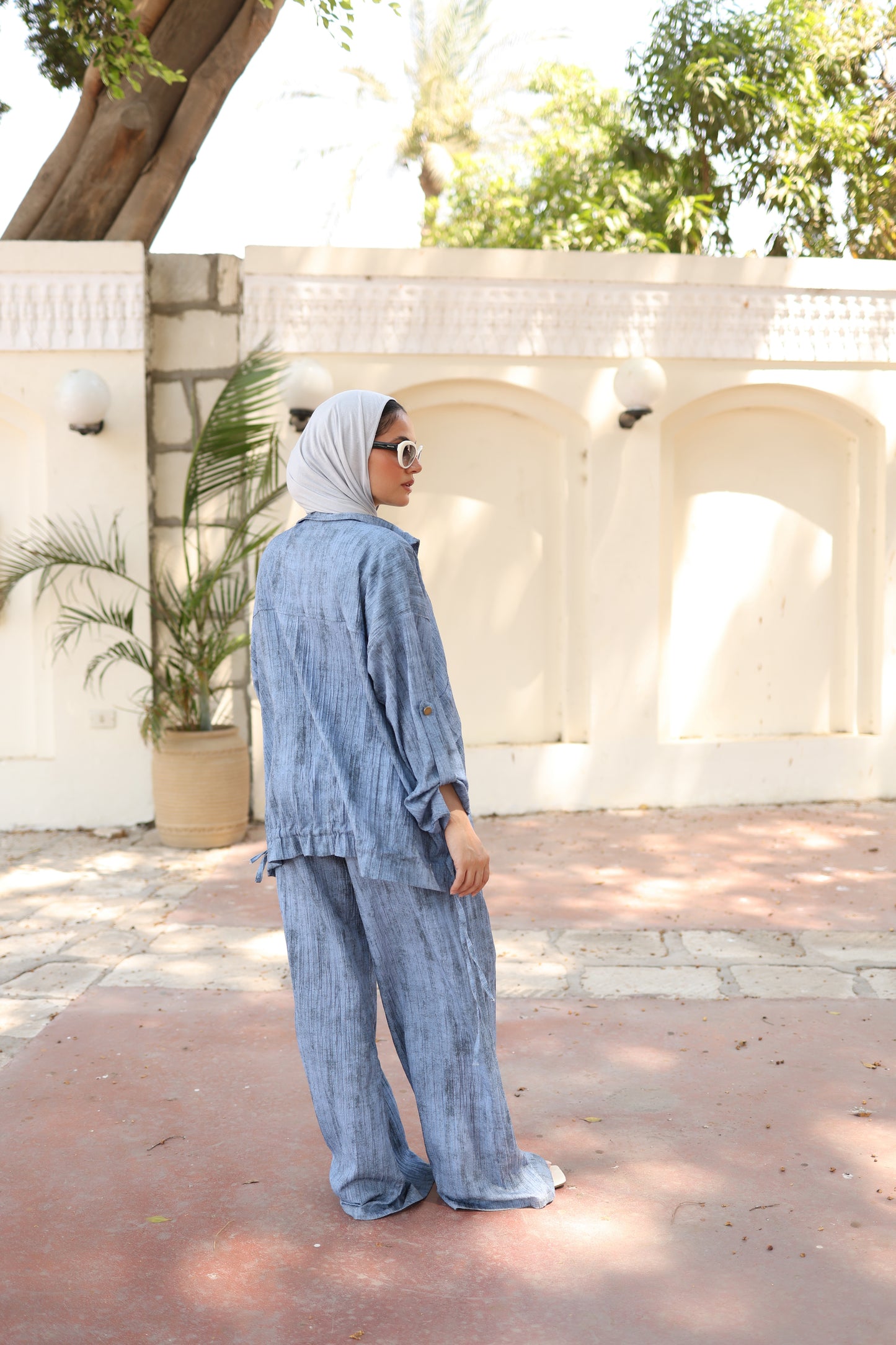 Tie Dye Bomber Jacket Set in Blue