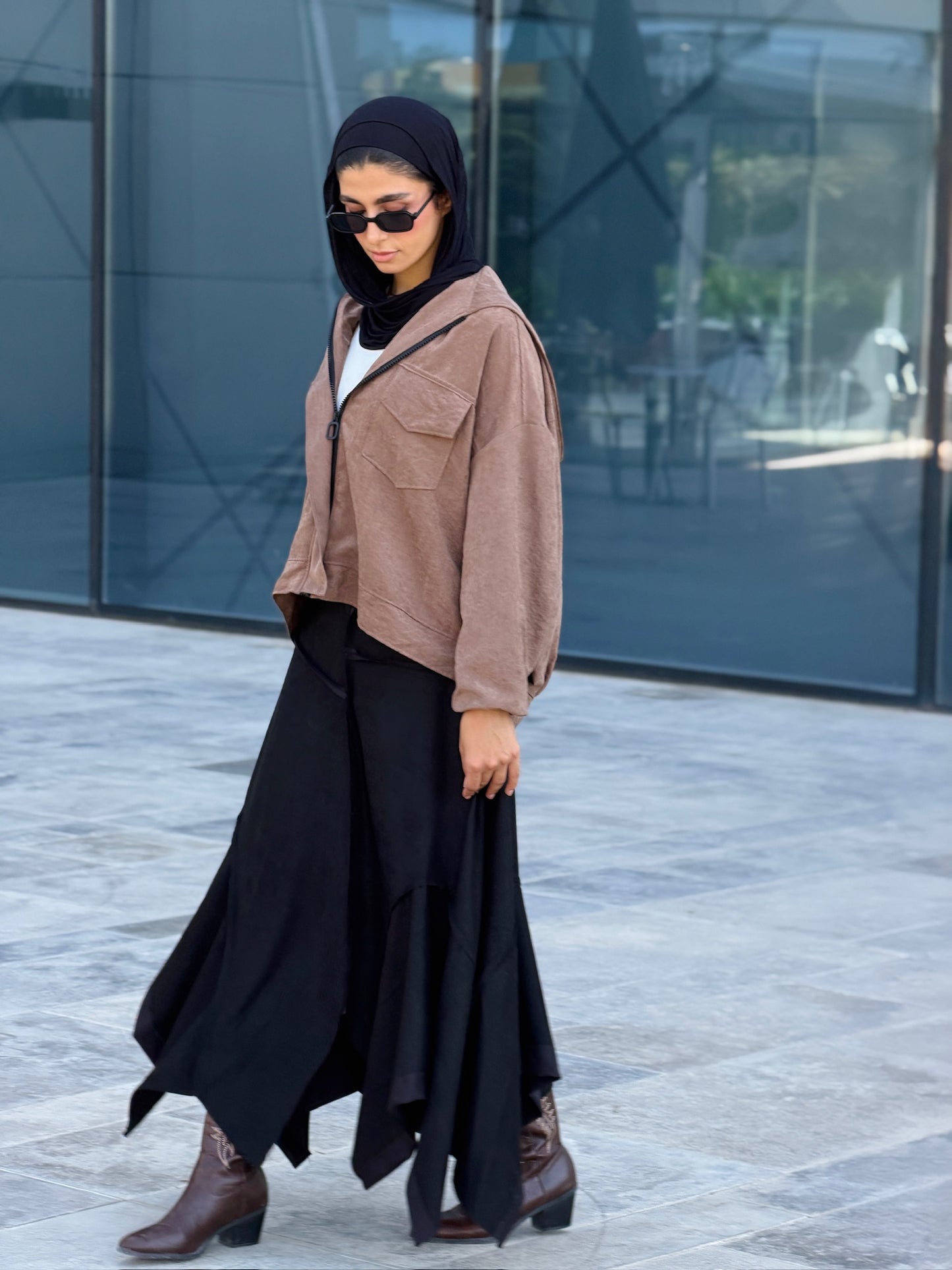 Asymmetrical Suede Skirt in Black (pre-order)