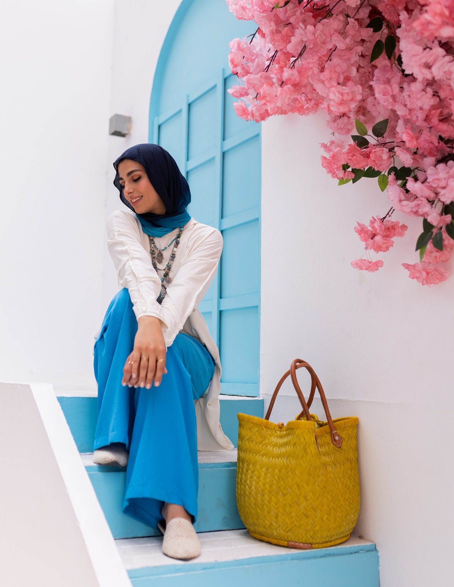 Stitch Cotton Hoodie Top in Off White