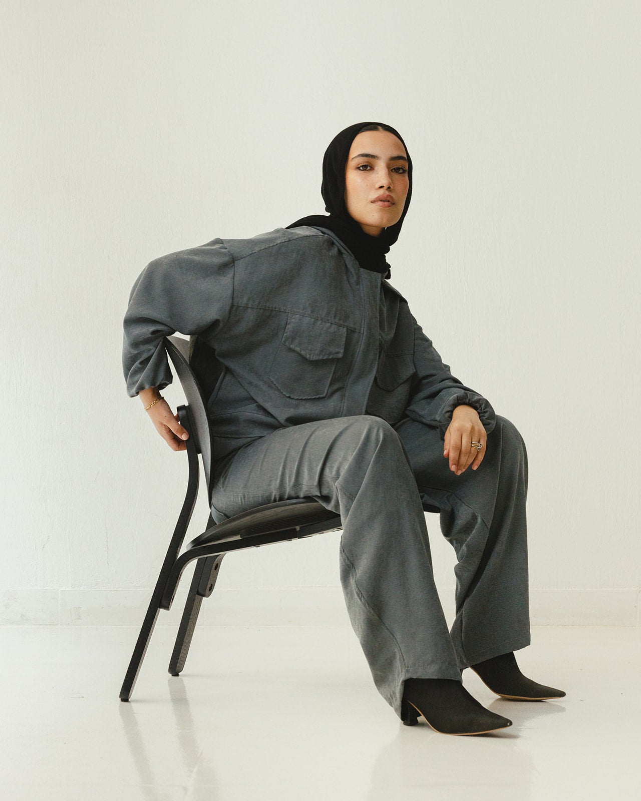 Bomber Hoodie Jacket in Grey