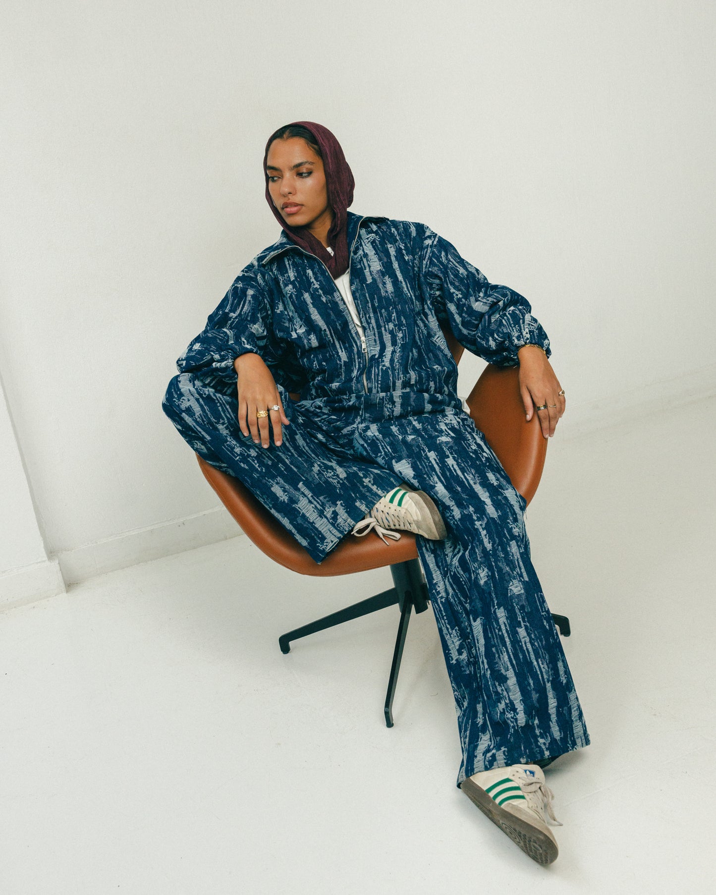 Brushstroke Denim Bomber Jacket Set