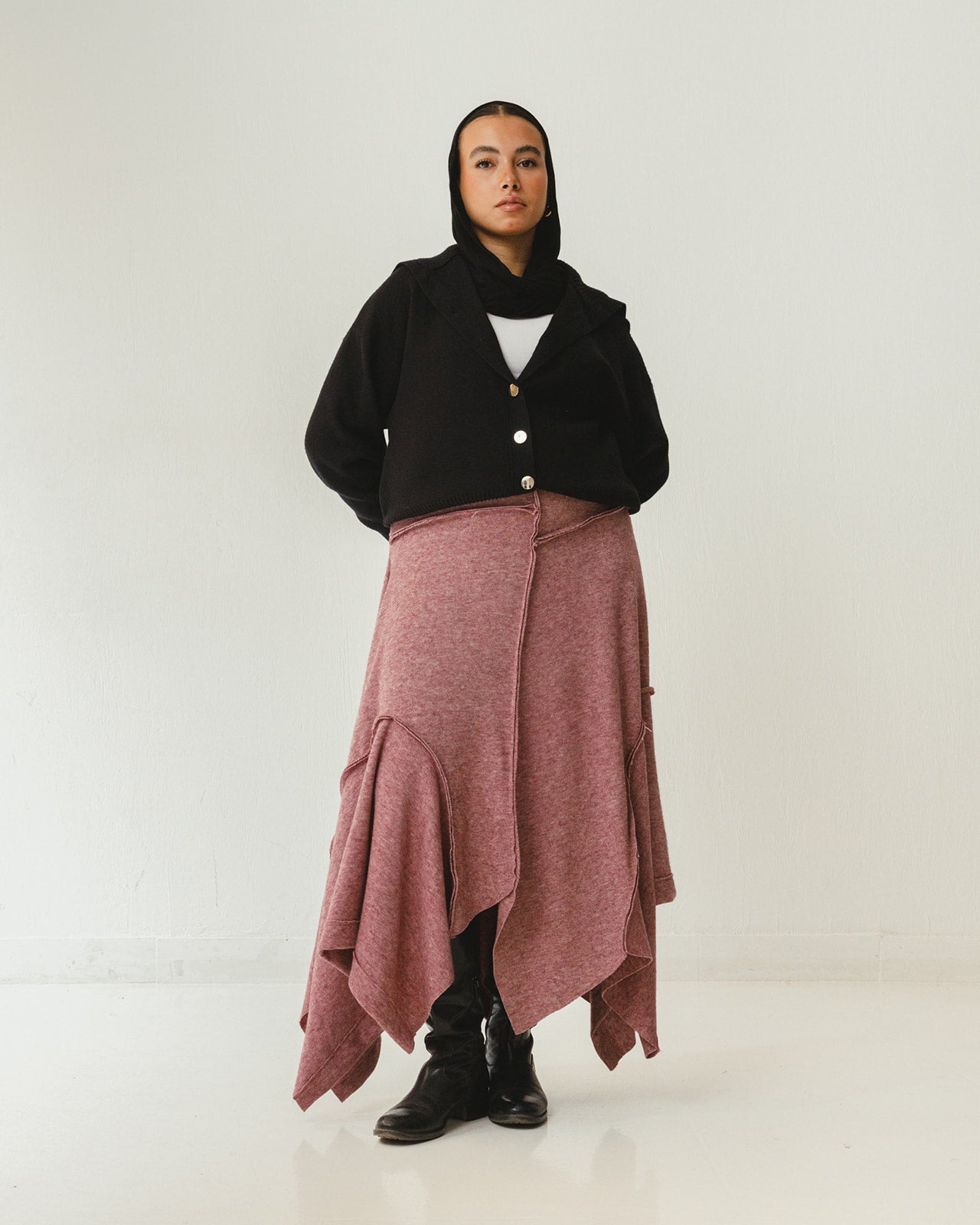 Asymmetrical Wool Skirt in Cashmere