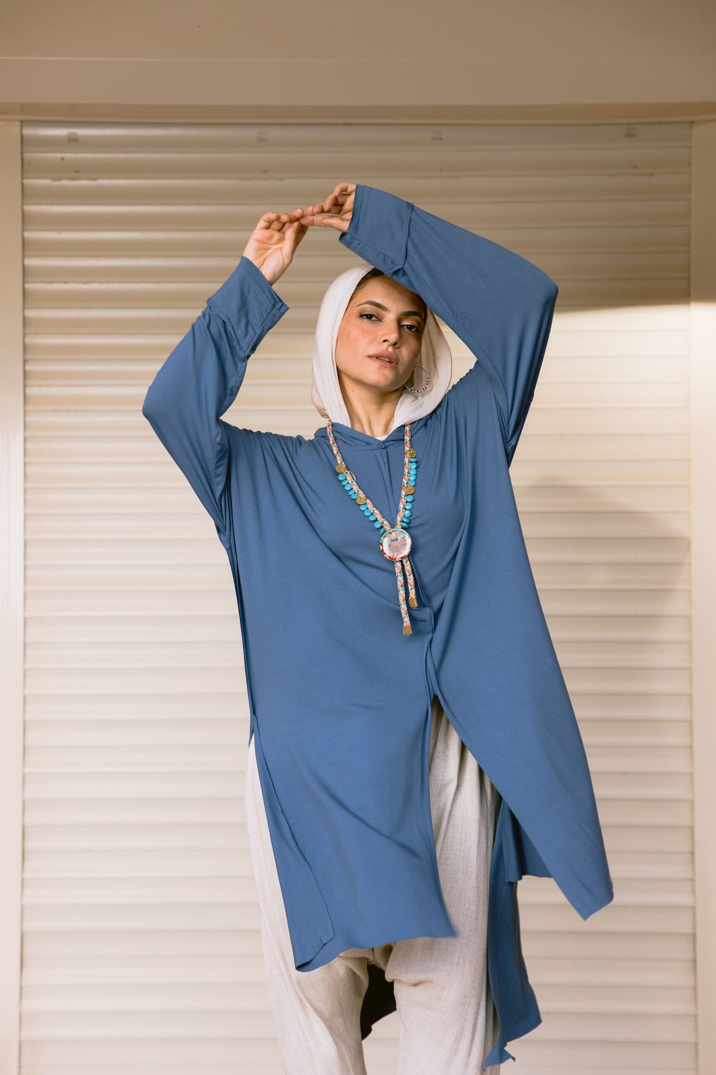 Multiway Hoodie Top in Blue