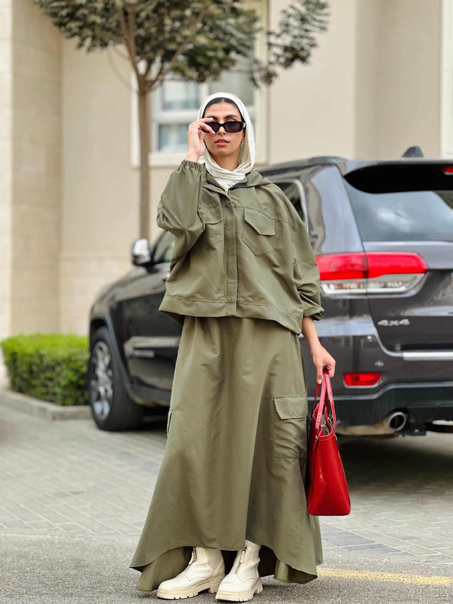 Flowy Skirt Set in Olive