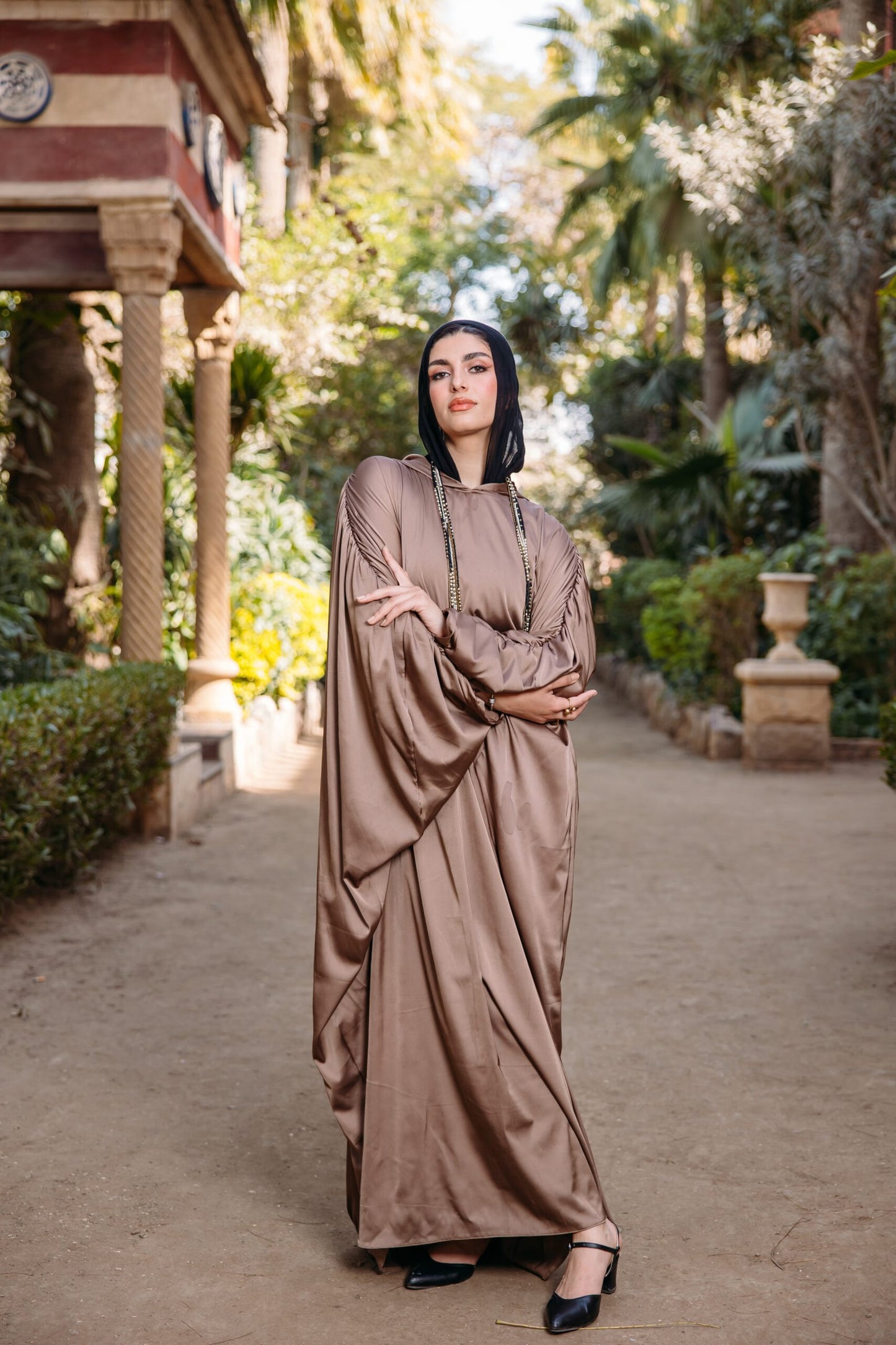 Nightfall wrap dress in cafe