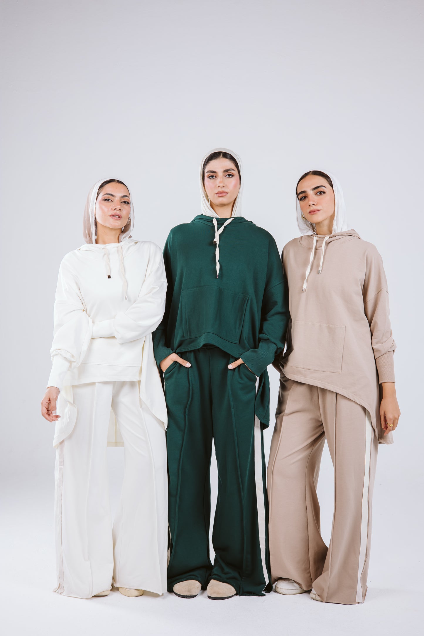 Tracksuit Hoodie Set in Off White