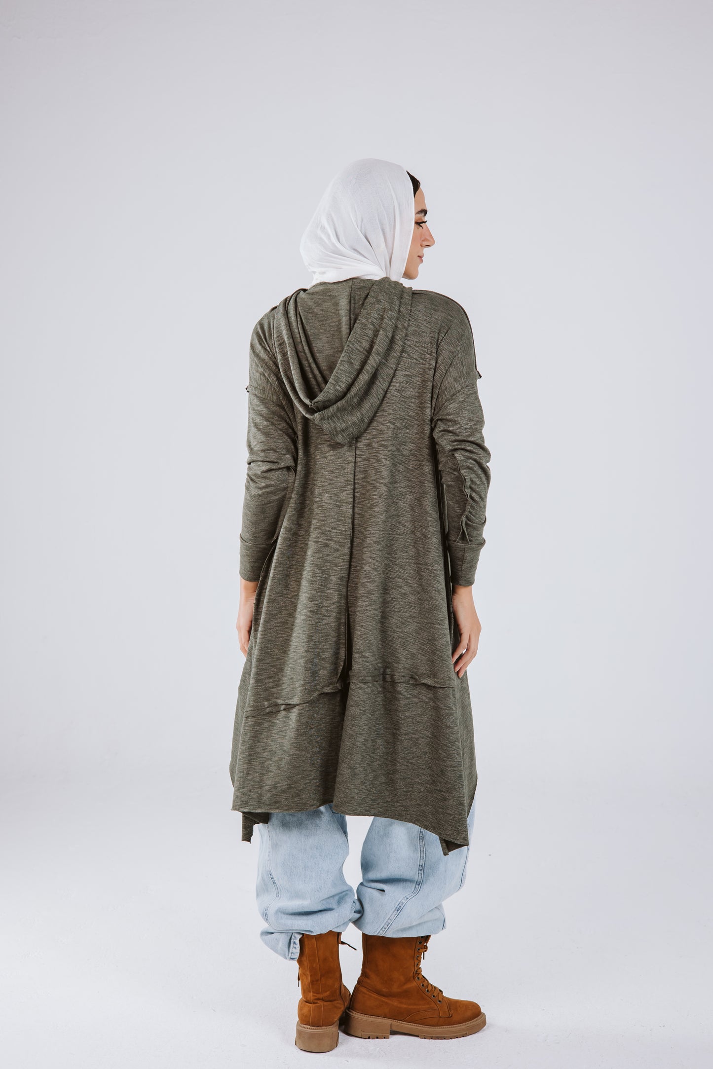 Asymmetrical Hoodie Top in Olive