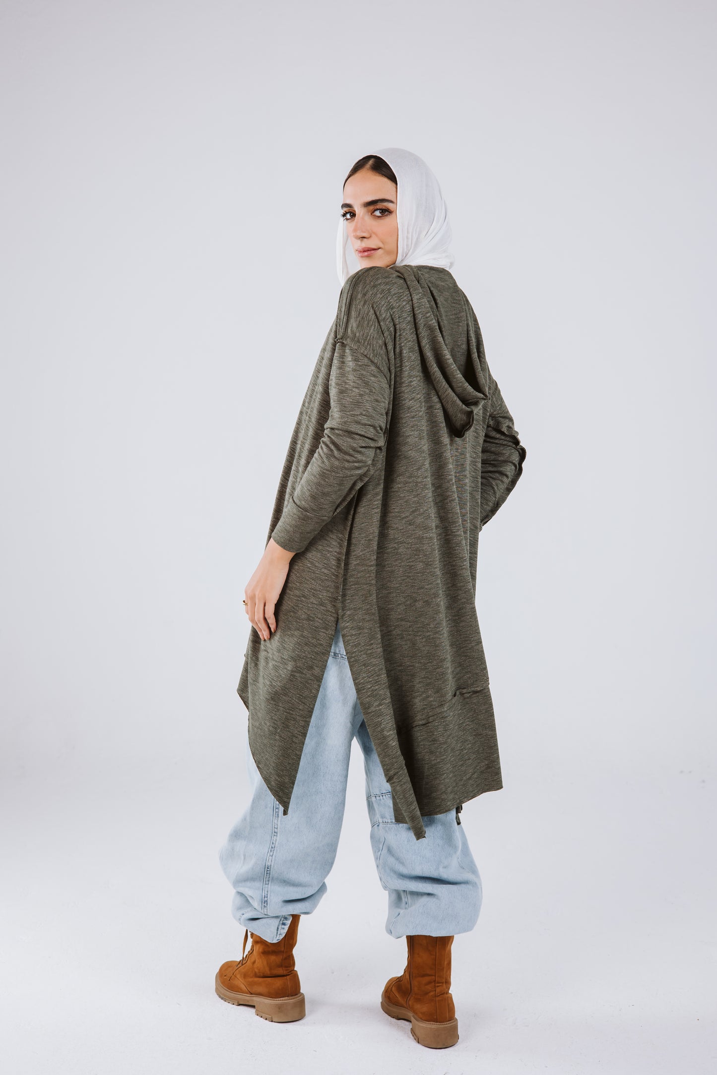 Asymmetrical Hoodie Top in Olive