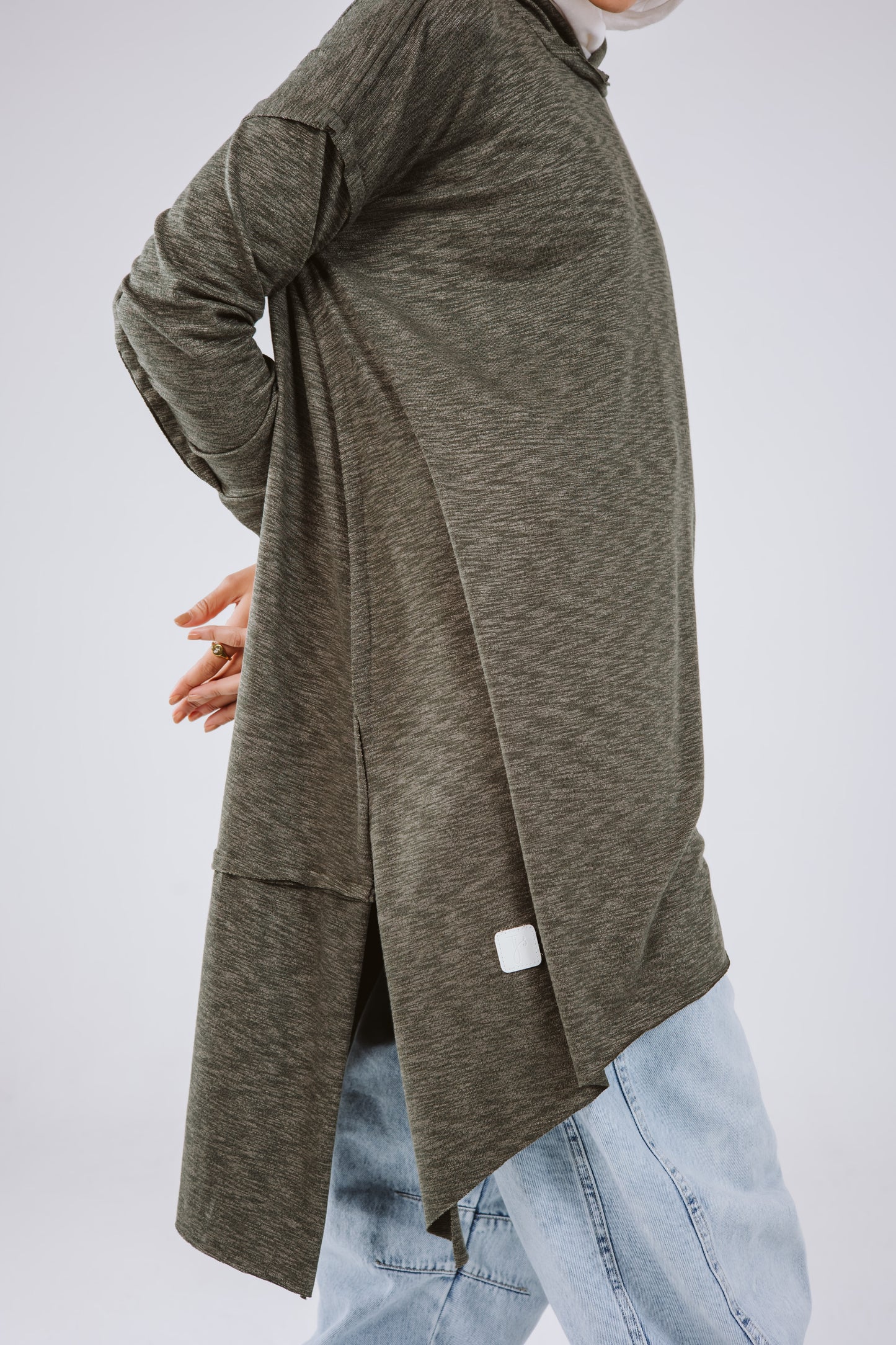 Asymmetrical Hoodie Top in Olive