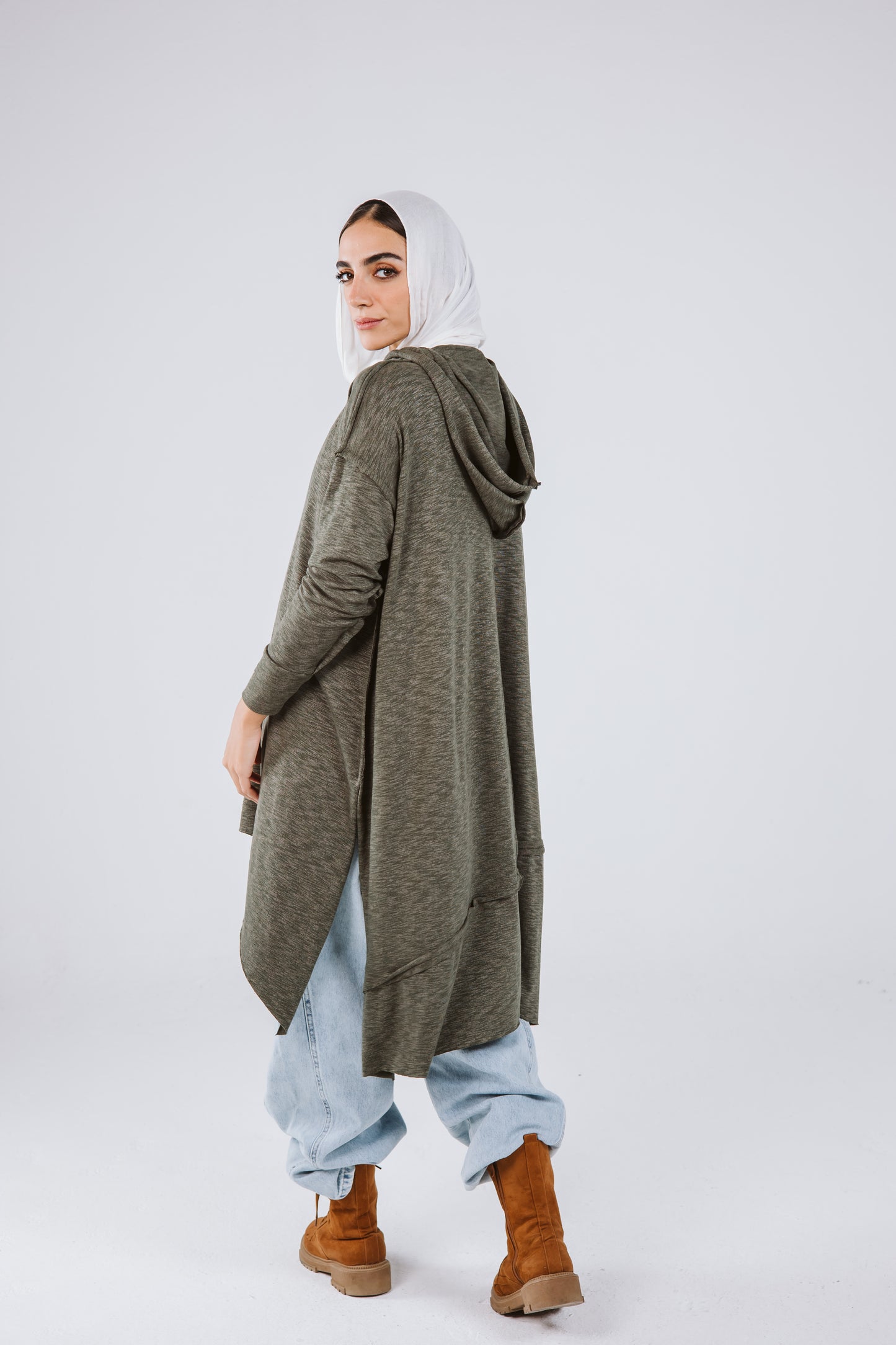 Asymmetrical Hoodie Top in Olive