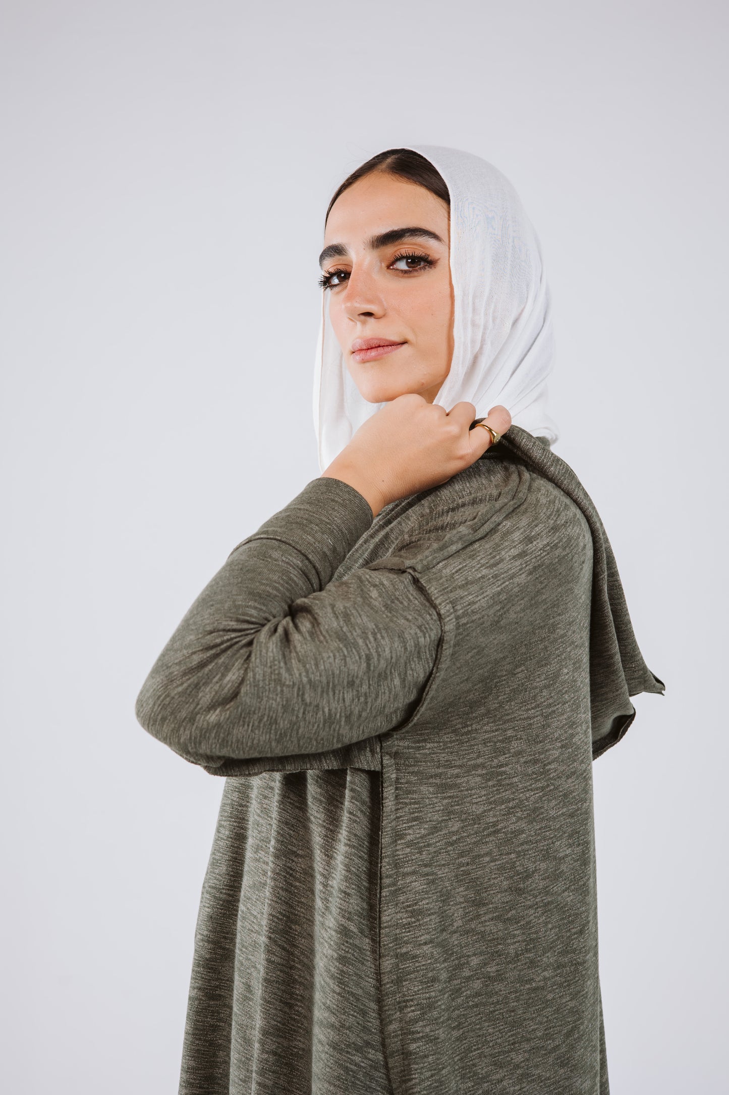 Asymmetrical Hoodie Top in Olive