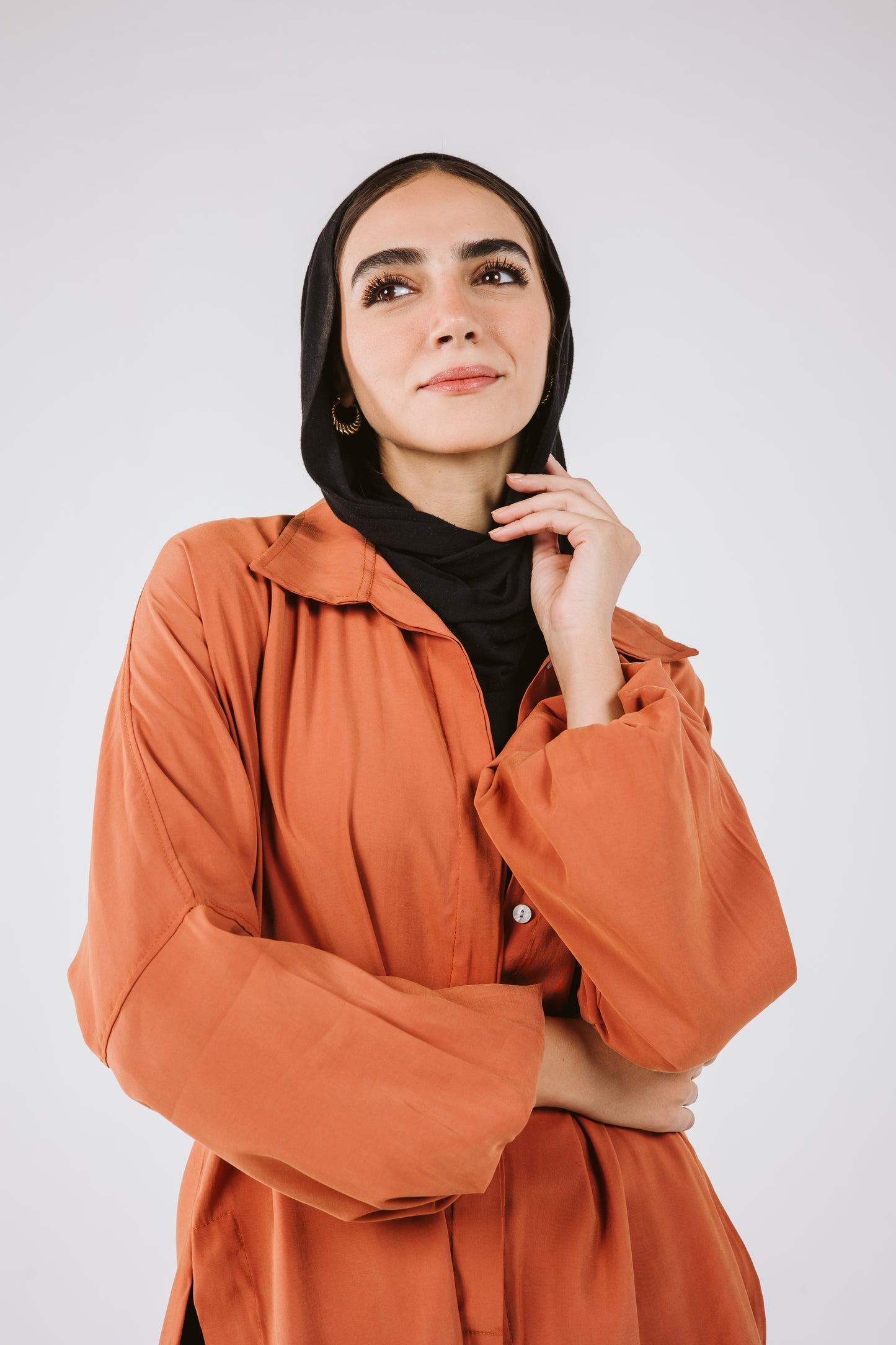 Puffy Sleeves High Low Shirt in Brick
