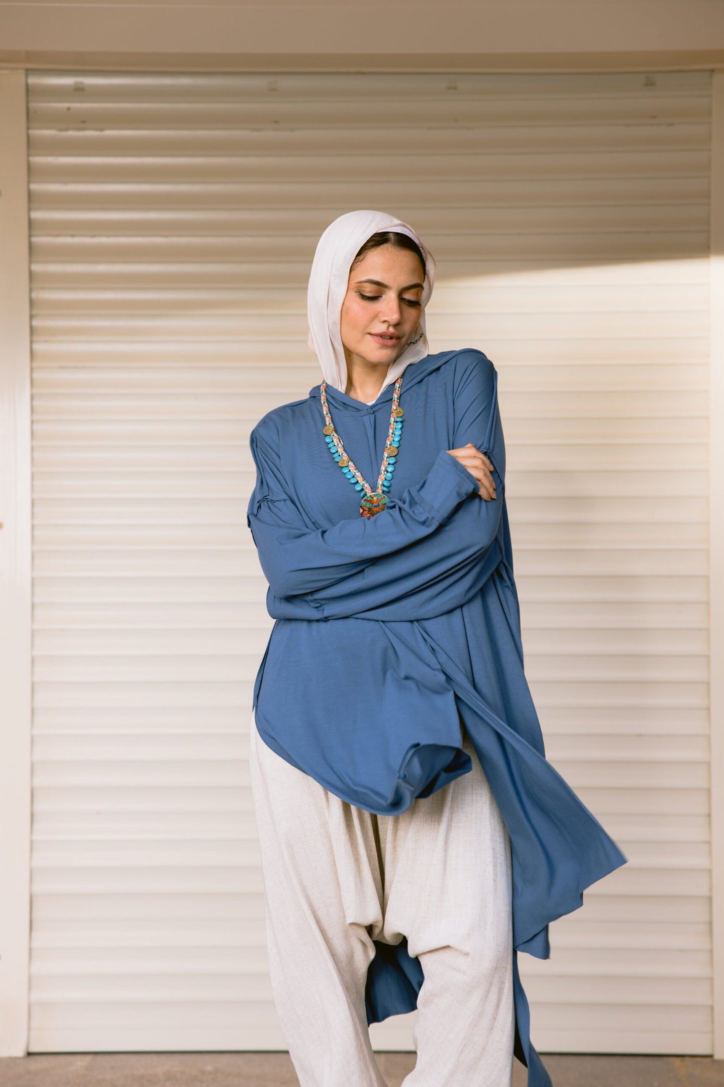Multiway Hoodie Top in Blue