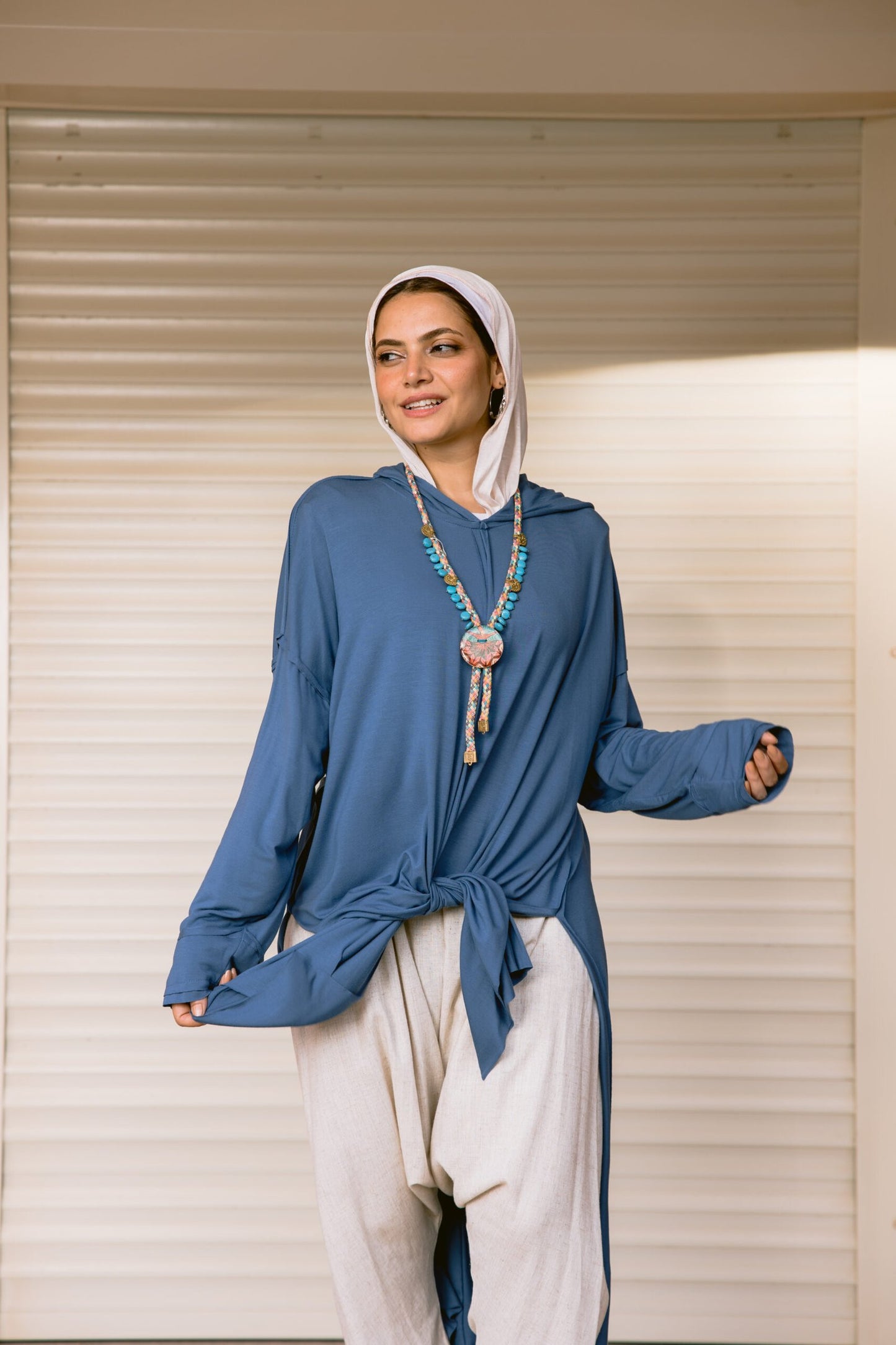 Multiway Hoodie Top in Blue