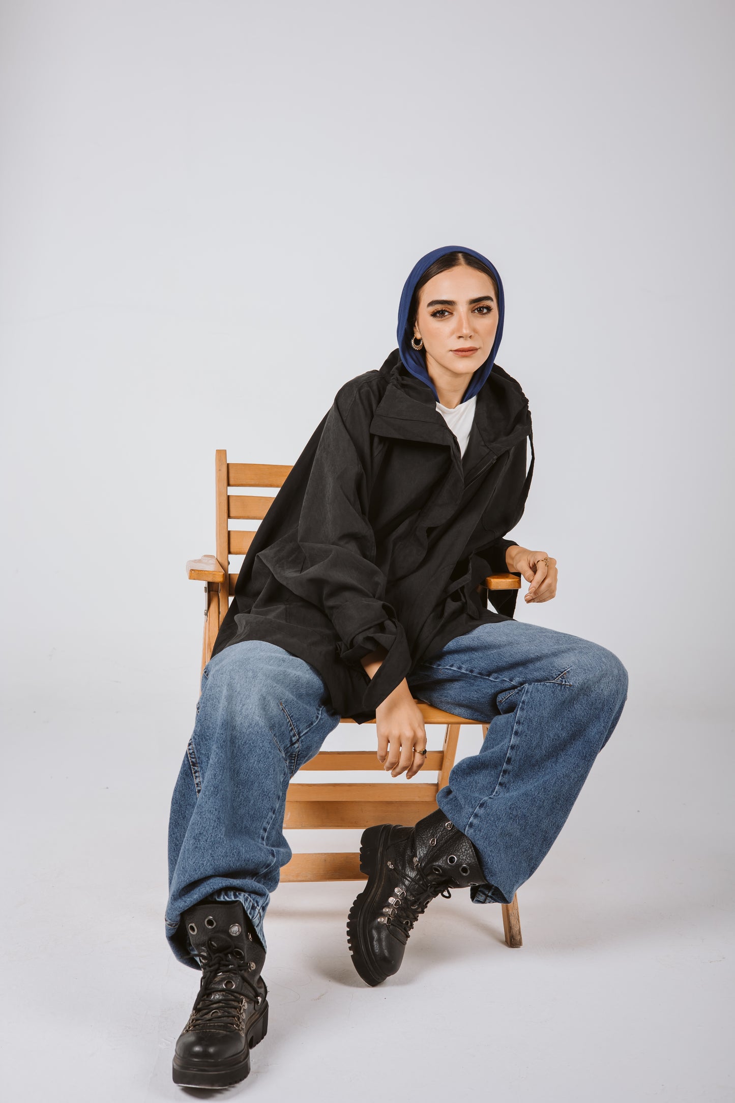 High Low oversized Jacket in Black