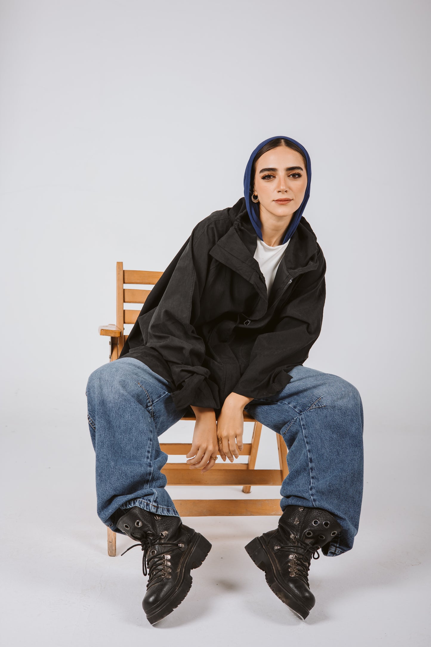 High Low oversized Jacket in Black