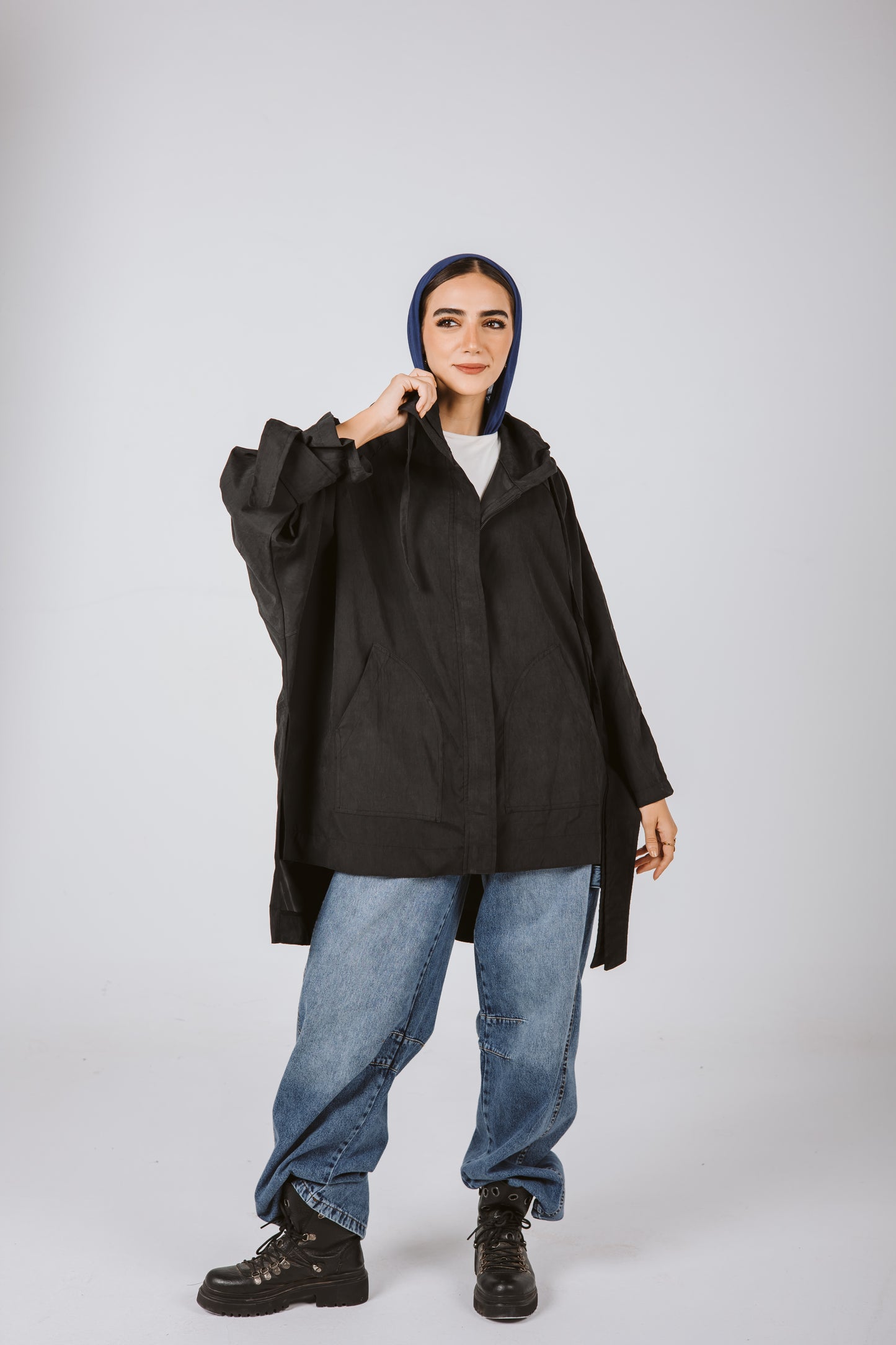High Low oversized Jacket in Black