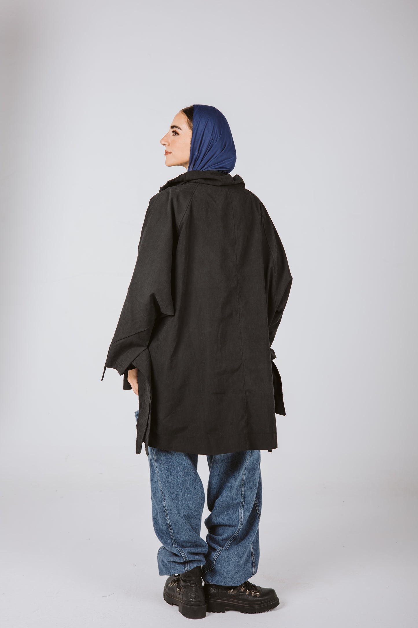High Low oversized Jacket in Black