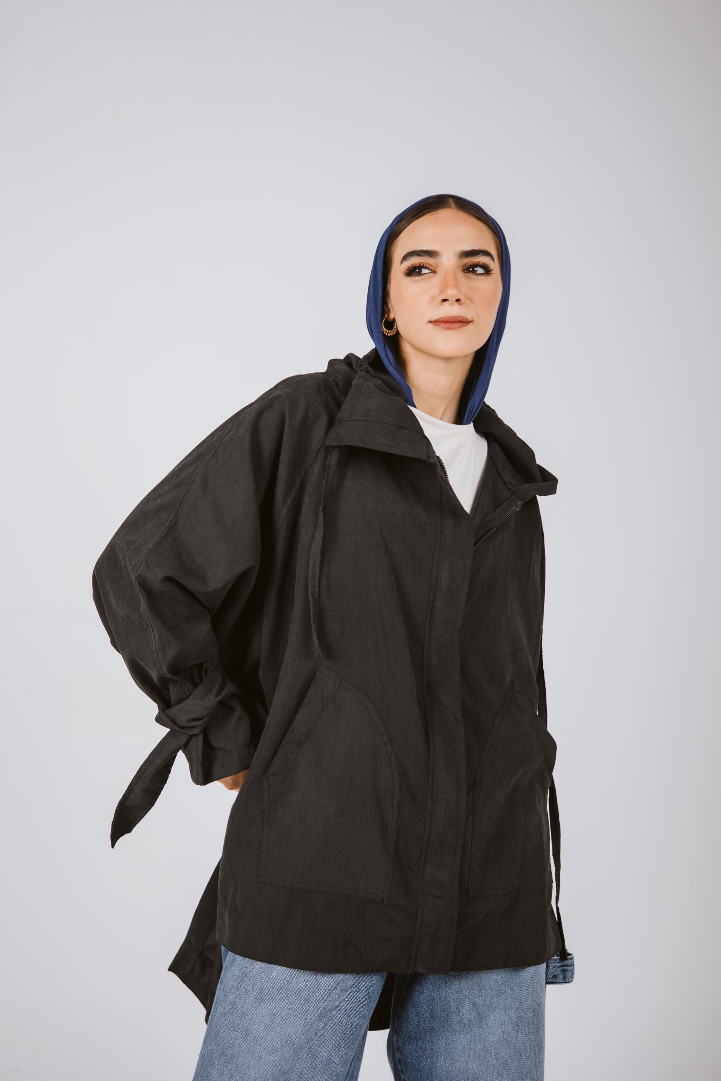 High Low oversized Jacket in Black