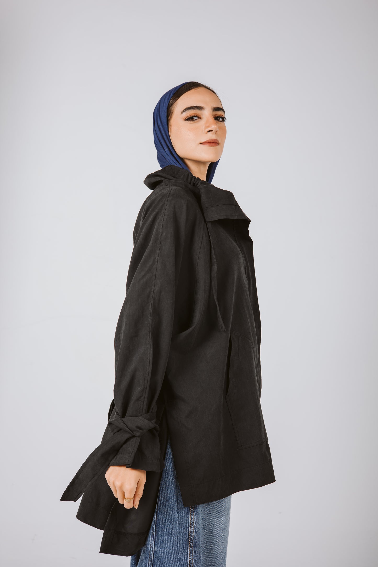 High Low oversized Jacket in Black