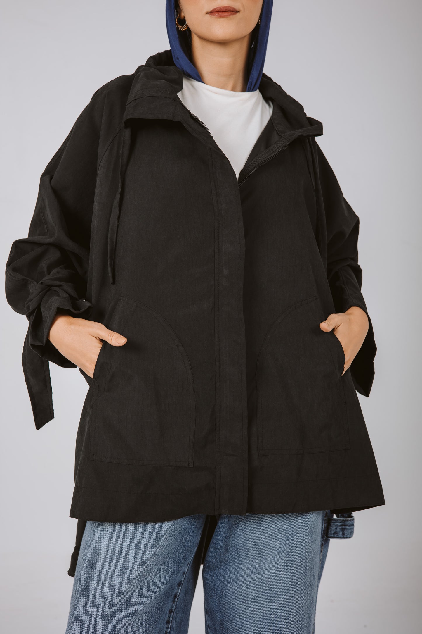 High Low oversized Jacket in Black