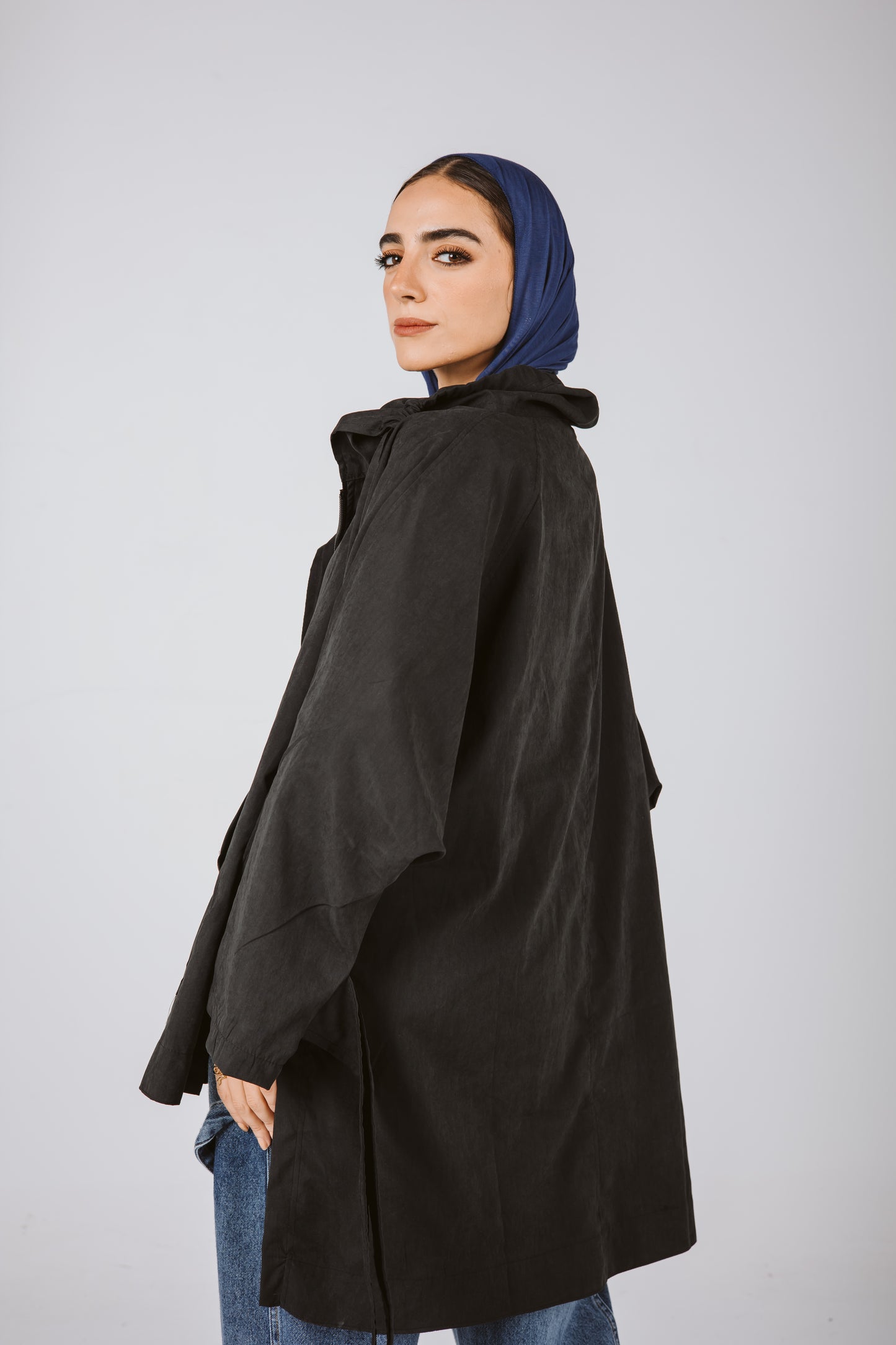 High Low oversized Jacket in Black