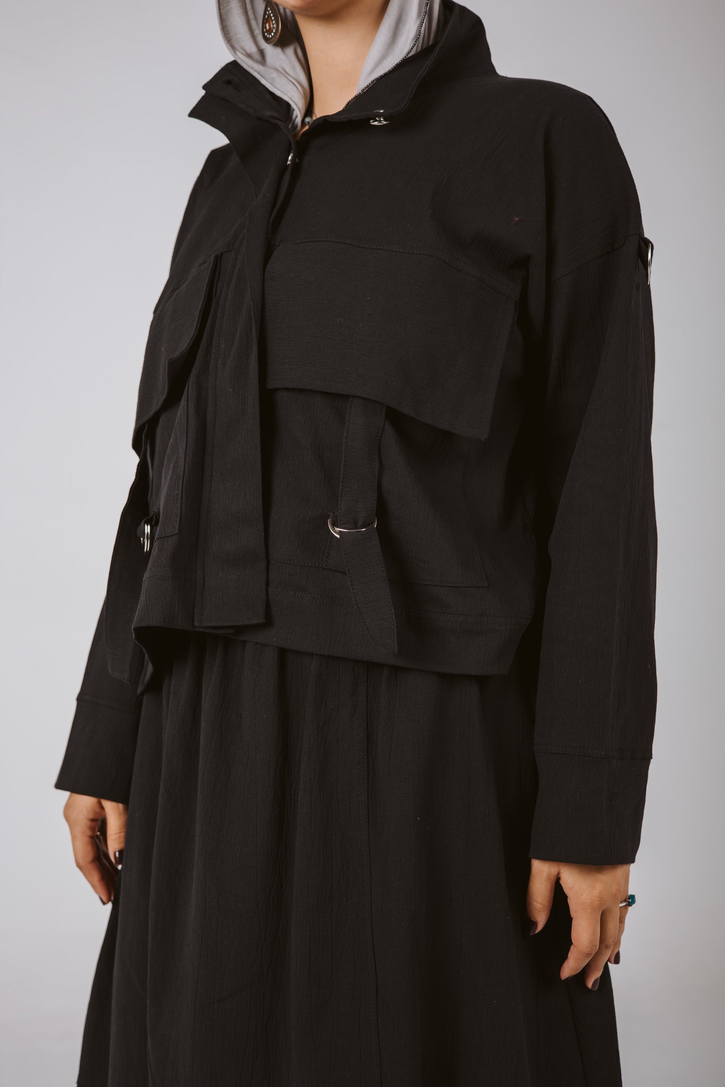 Parachute Skirt Set in Black