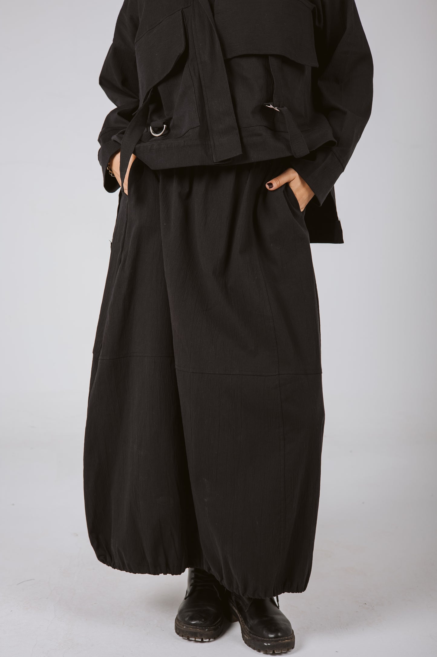 Parachute Skirt Set in Black