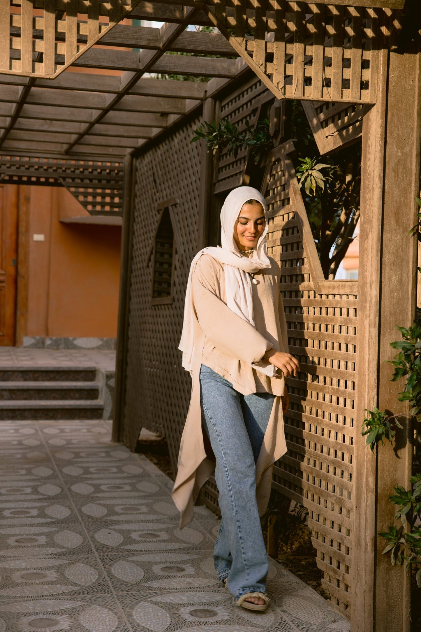 Asymmetrical top in beige
