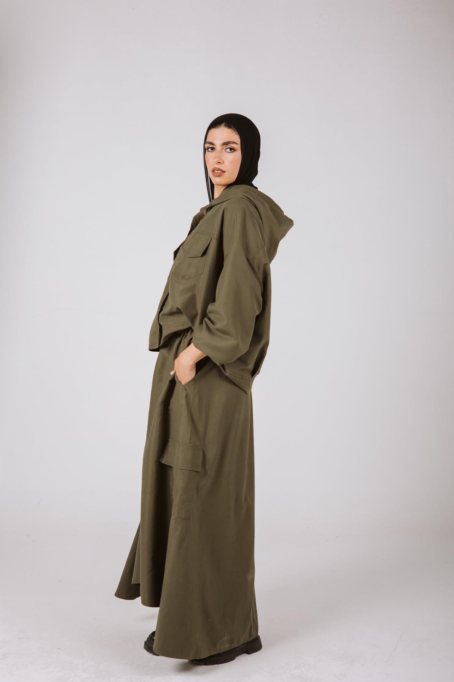 Flowy Skirt Set in Olive