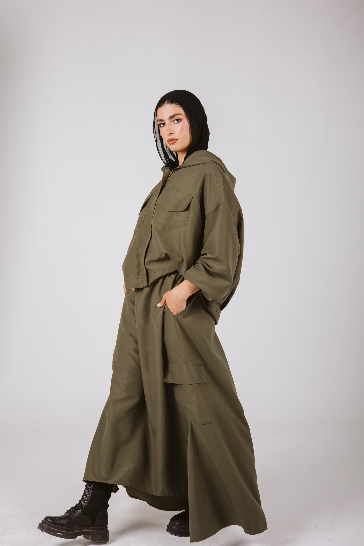 Flowy Skirt Set in Olive
