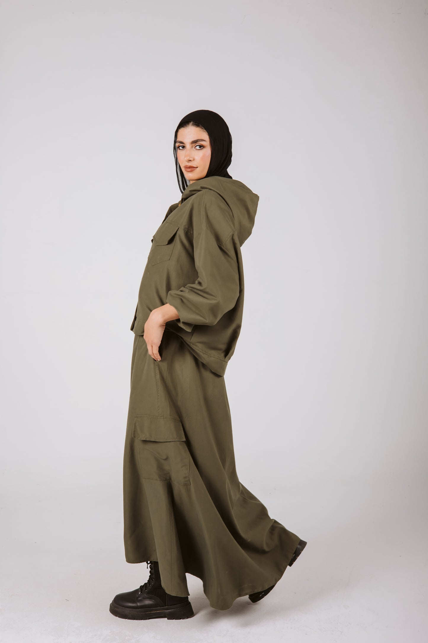 Flowy Skirt Set in Olive