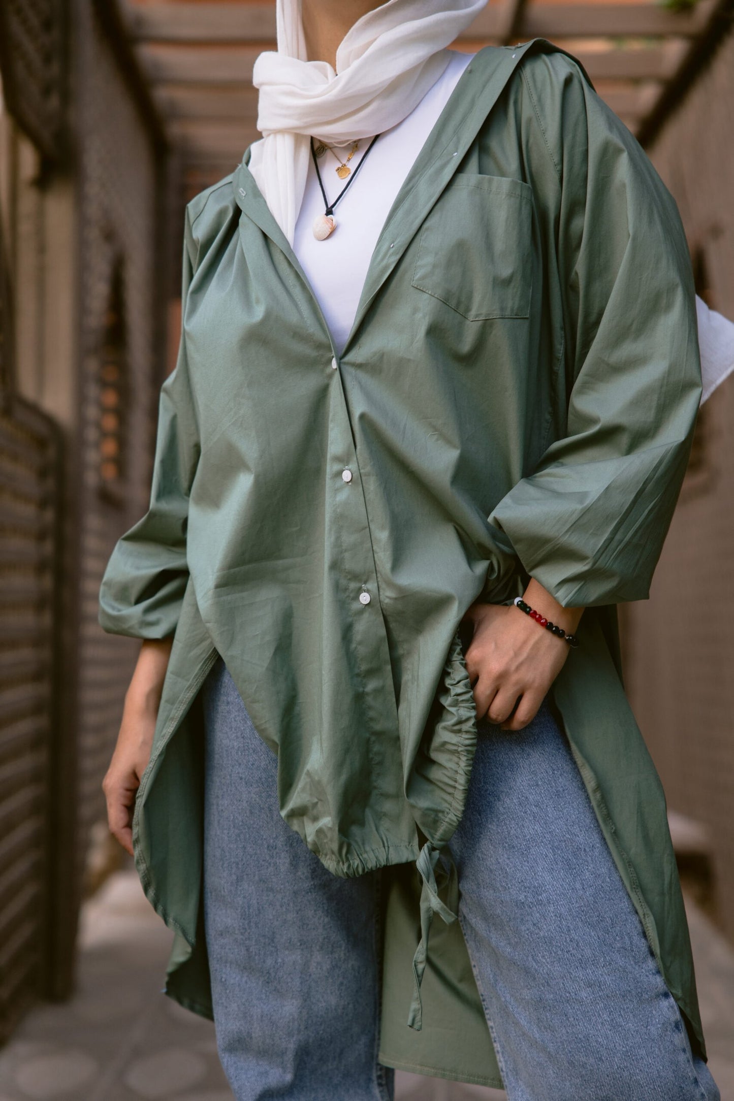Hoodie Shirt in olive