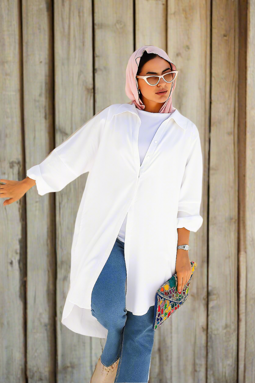 Puffy Sleeves Shirt in White