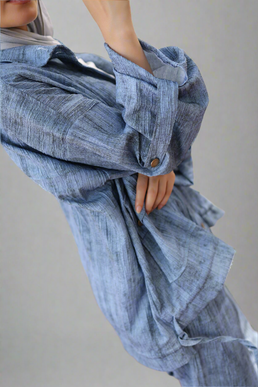 Tie Dye Bomber Jacket Set in Blue