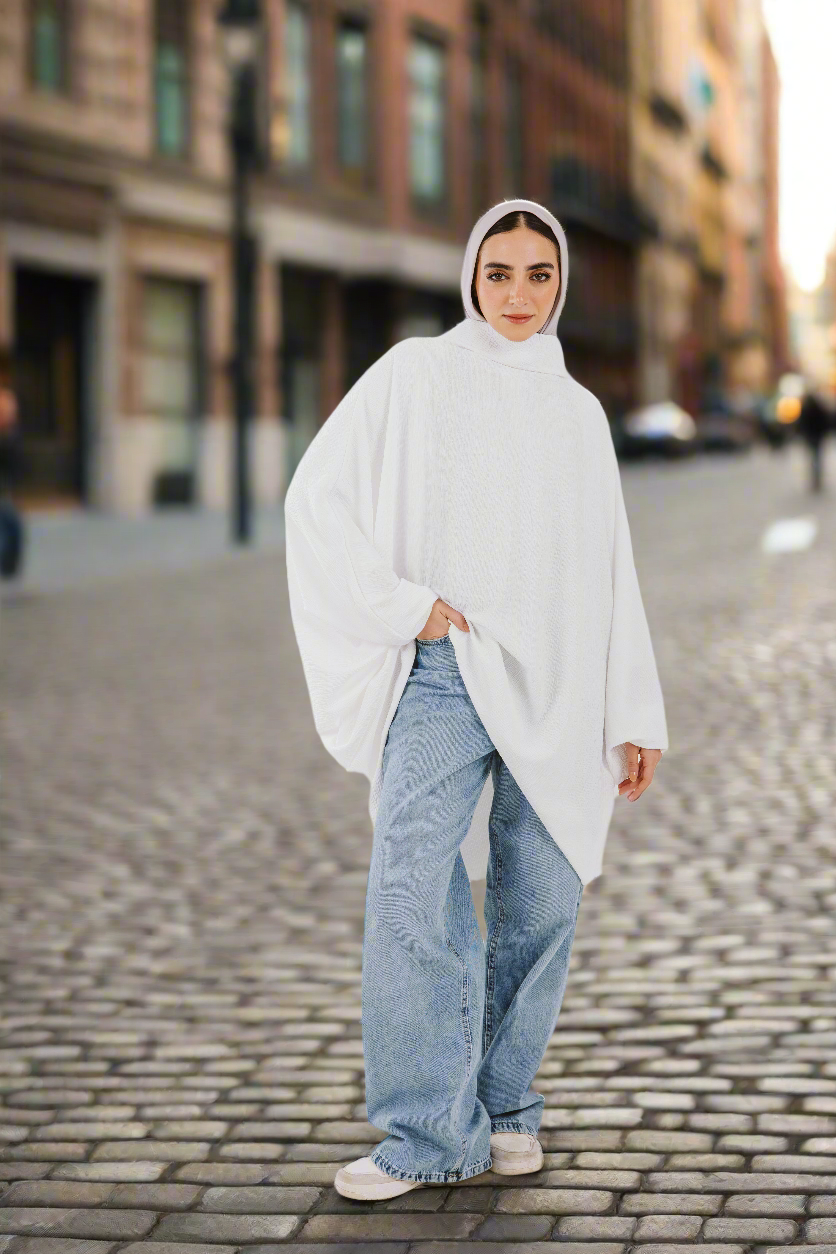 Poncho Top in White