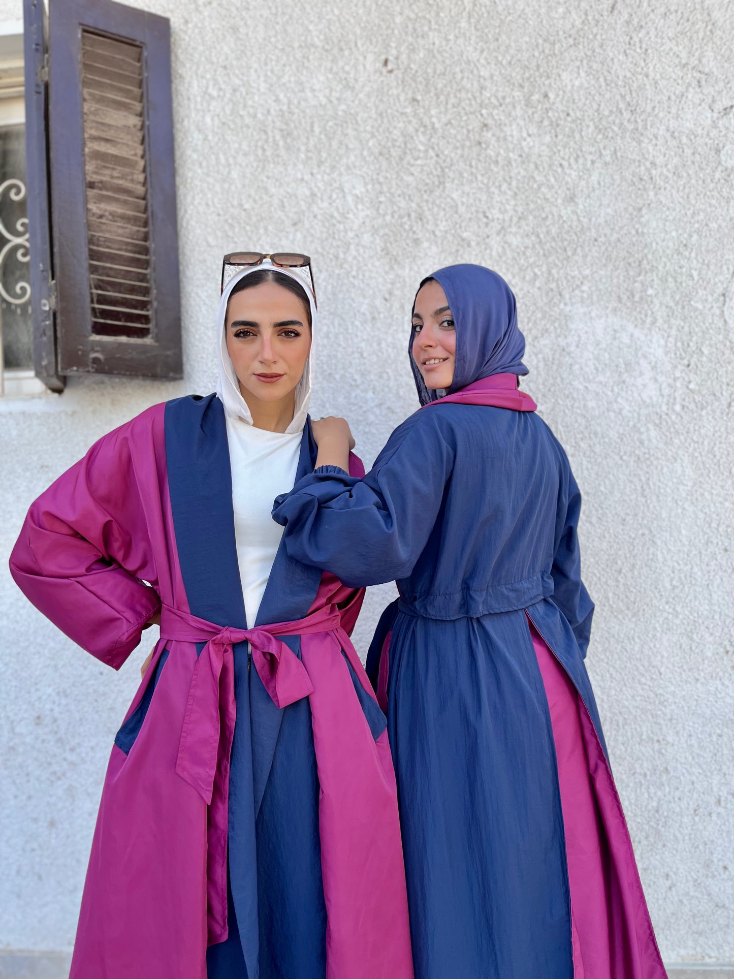 Bicolor Waterproof Trench Coat in Magenta