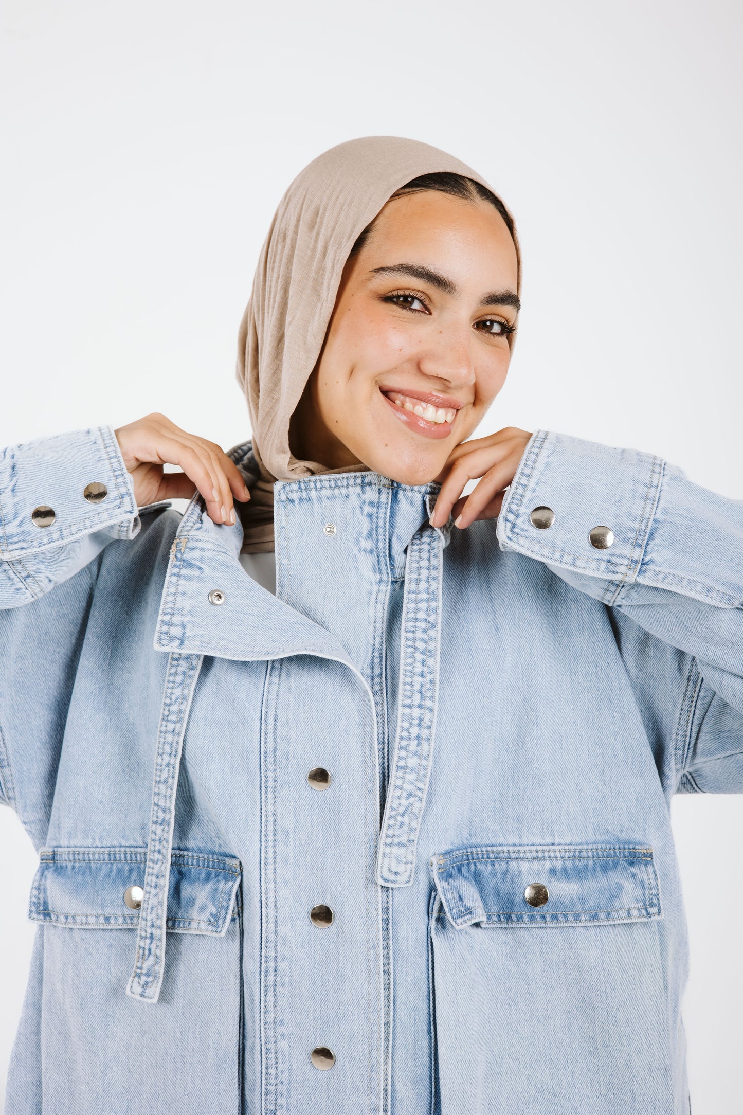 Pockets Denim High Low Jacket