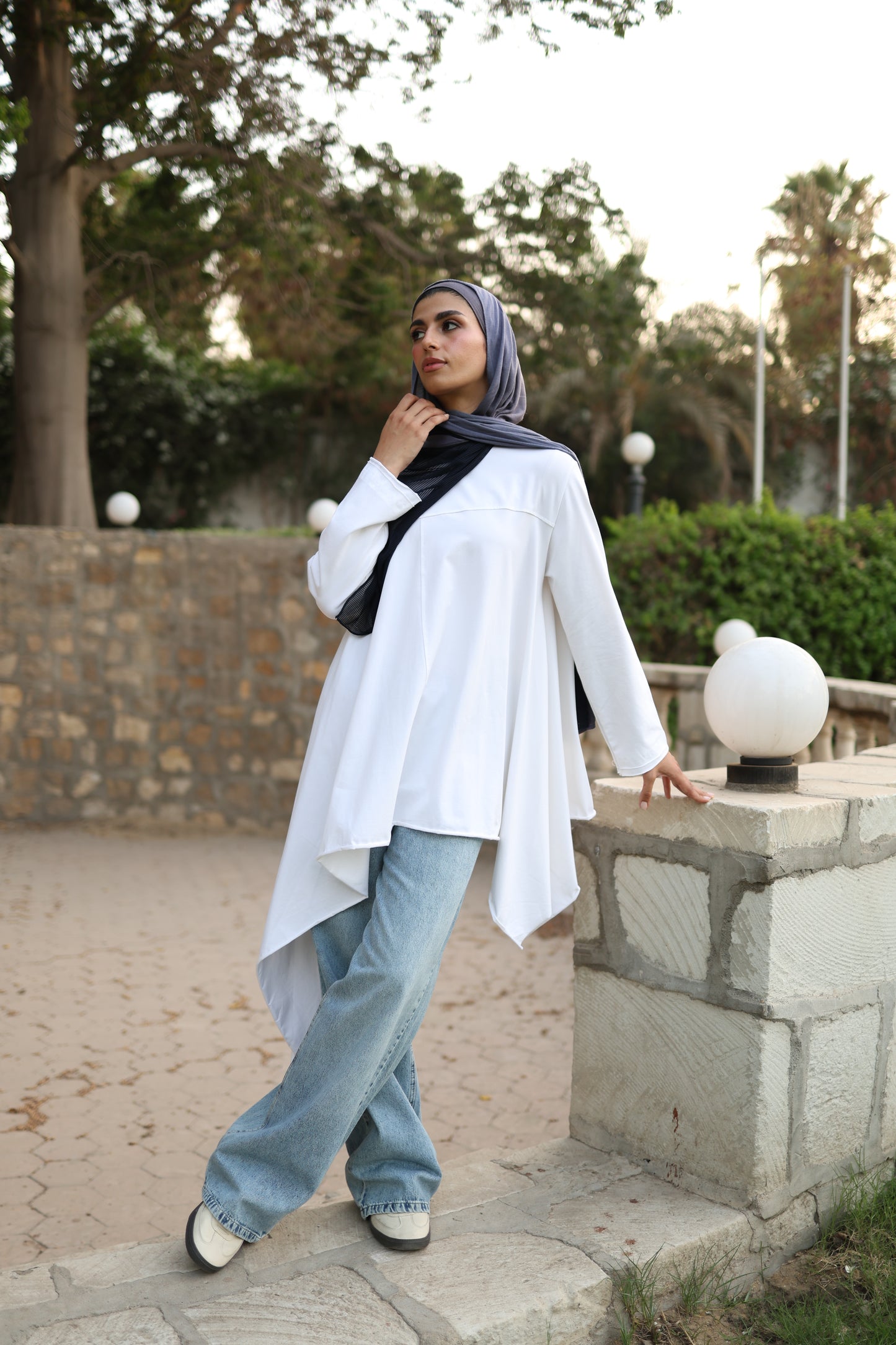 Long Side Cotton Top in White